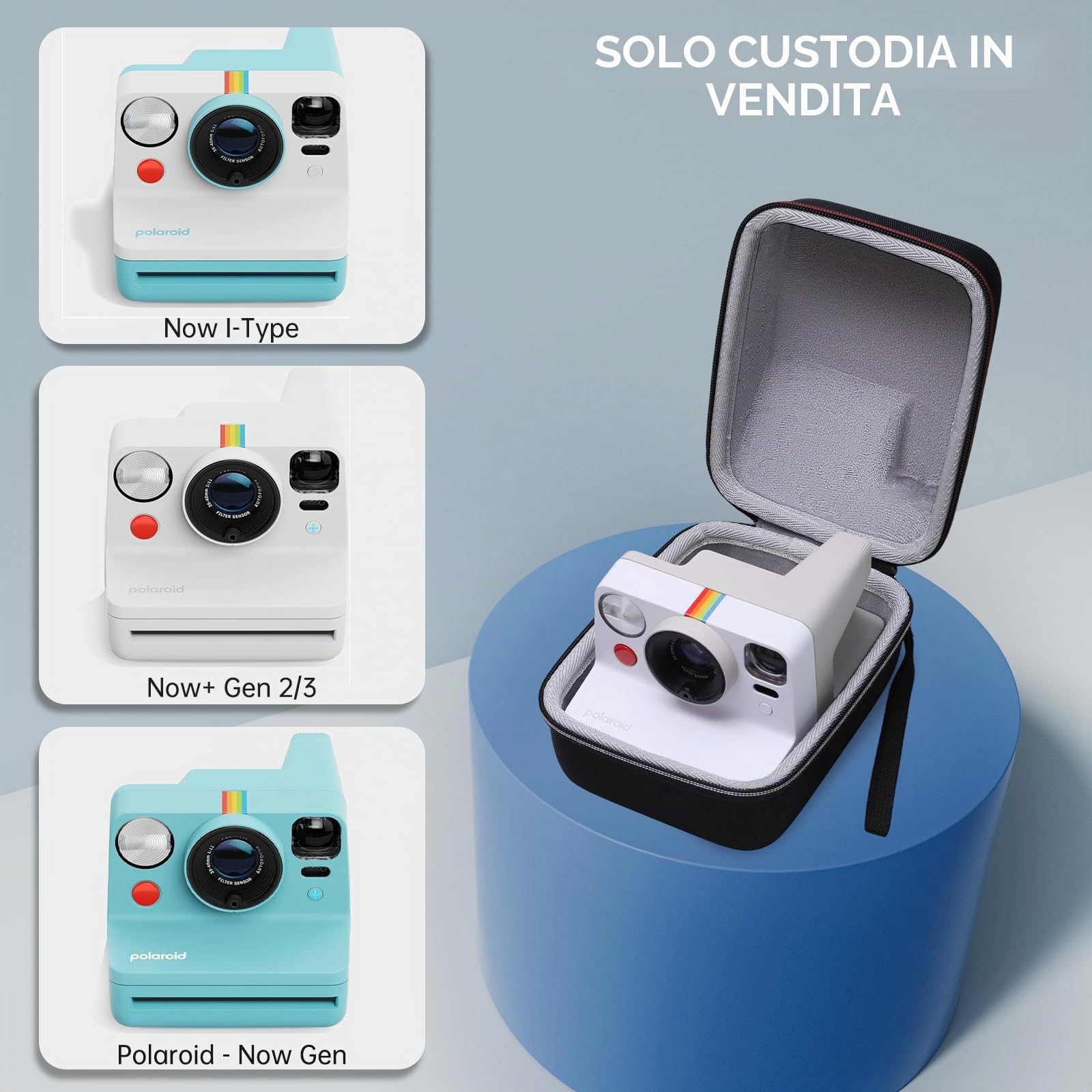 XANAD Custodia per Fotocamere Istantanee, Compatibile per Polaroid Now Gen 2 / Polaroid i type Fotocamera Istantanea（Nero）