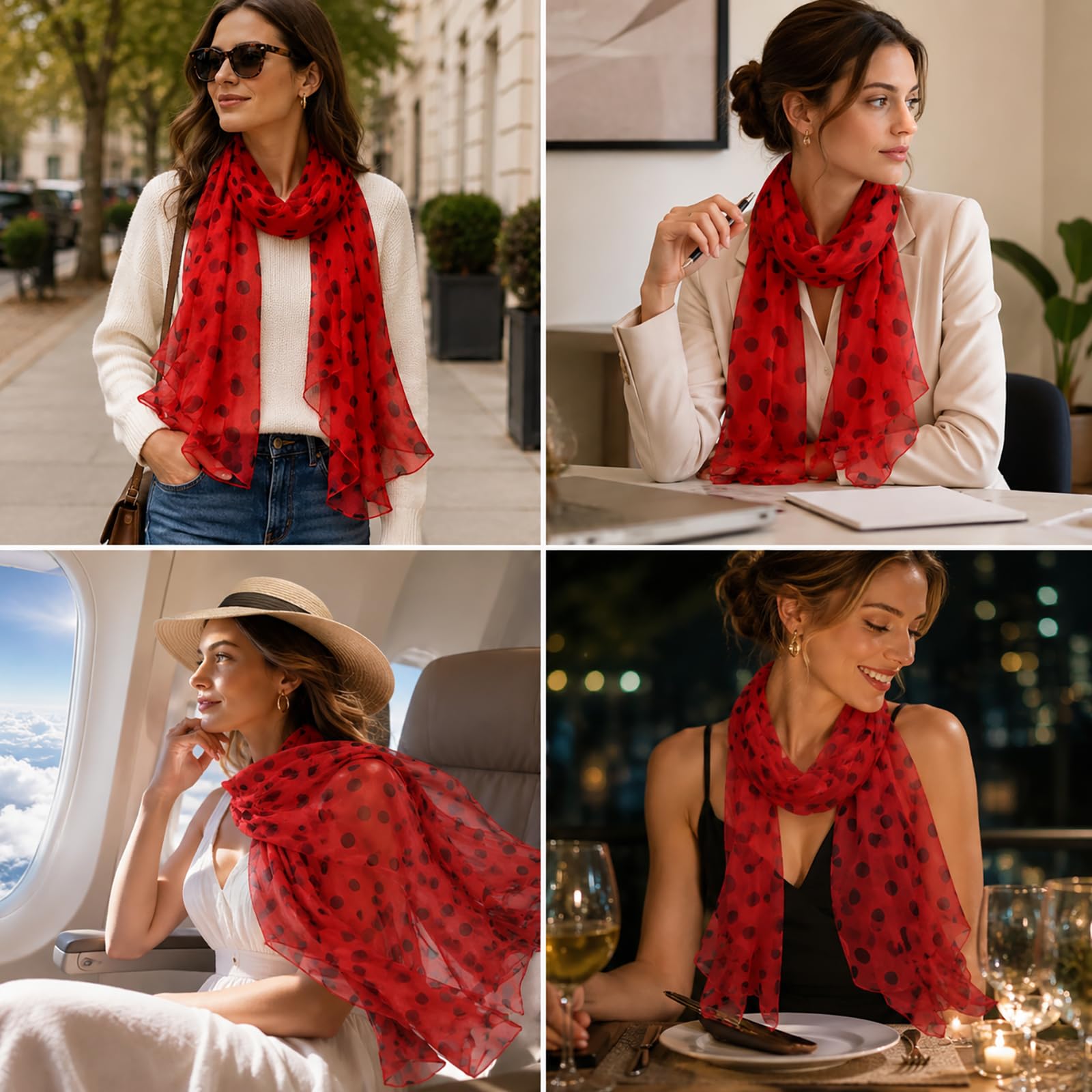 FAIRYGATE Pañuelos para el cuello para mujer de gasa, bufanda de seda ligera, bufandas de verano modernas y elegantes para mujeres 63 x 20 Inch