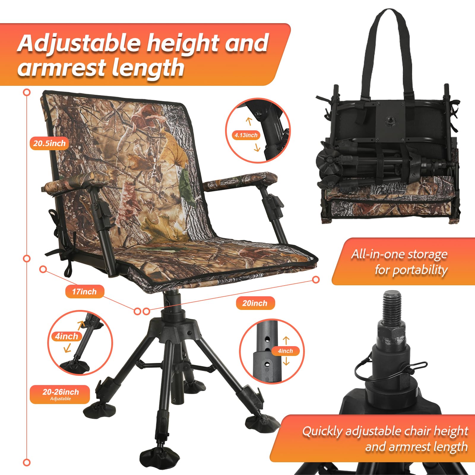 Amazon.com: FUNHORUN Hunting Chair with Removable Camouflage Cover