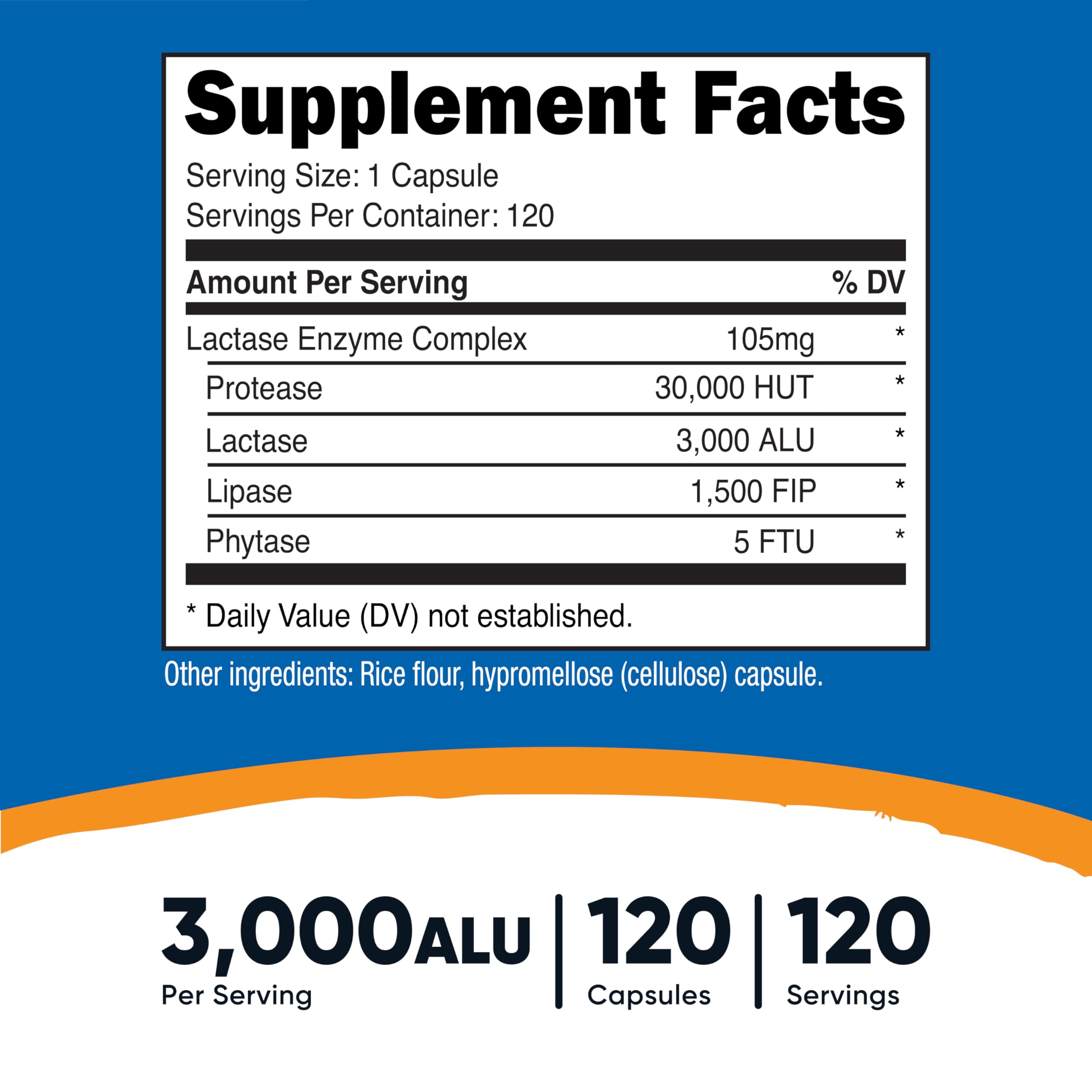 Nutricost Lactase Enzyme Complex 3,000 FCC ALU, 120 Capsules, Gluten-Free — Amazon image 2