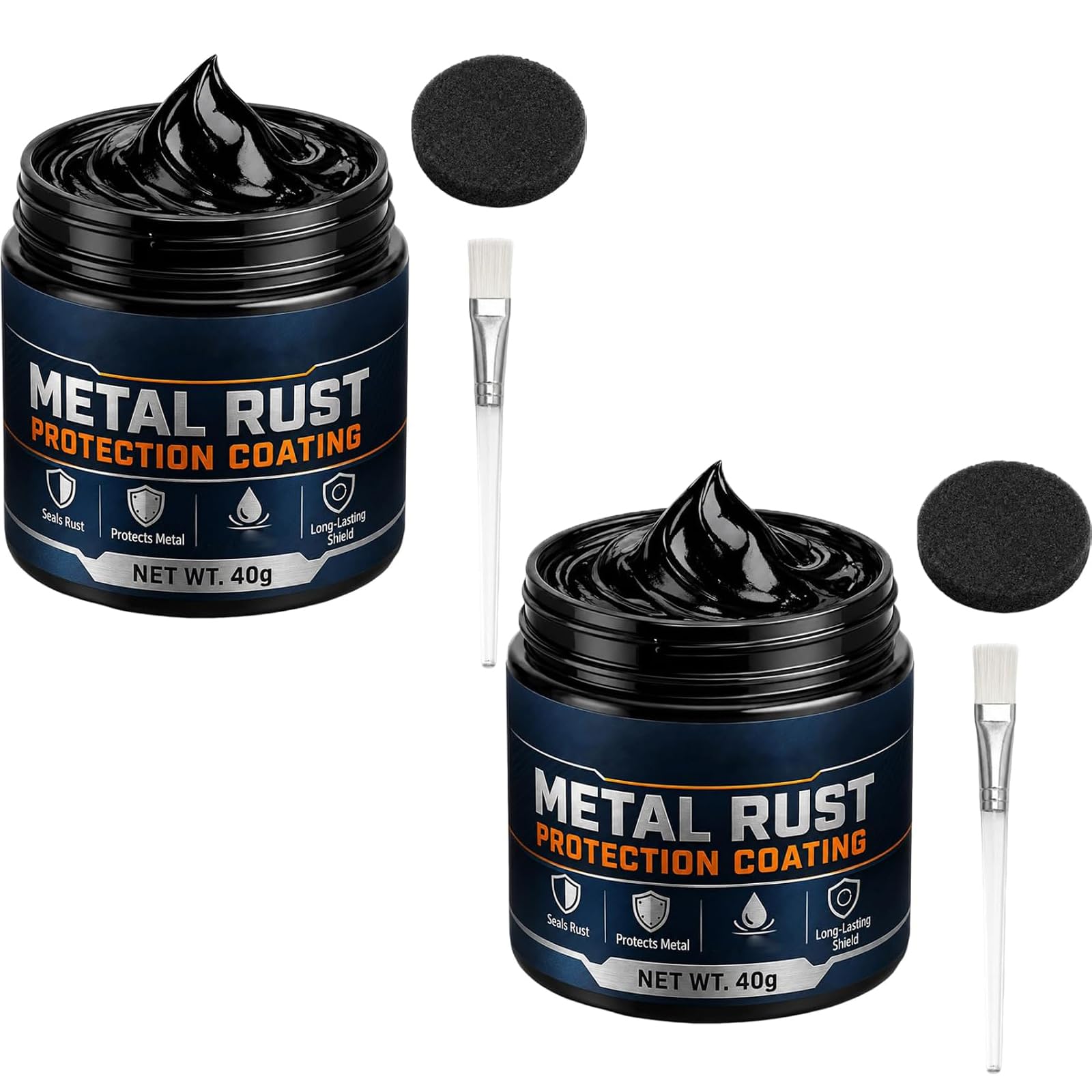 Metal Rust Protection Black Repair Paste, Black Rust Paste for Metal (2PCS)