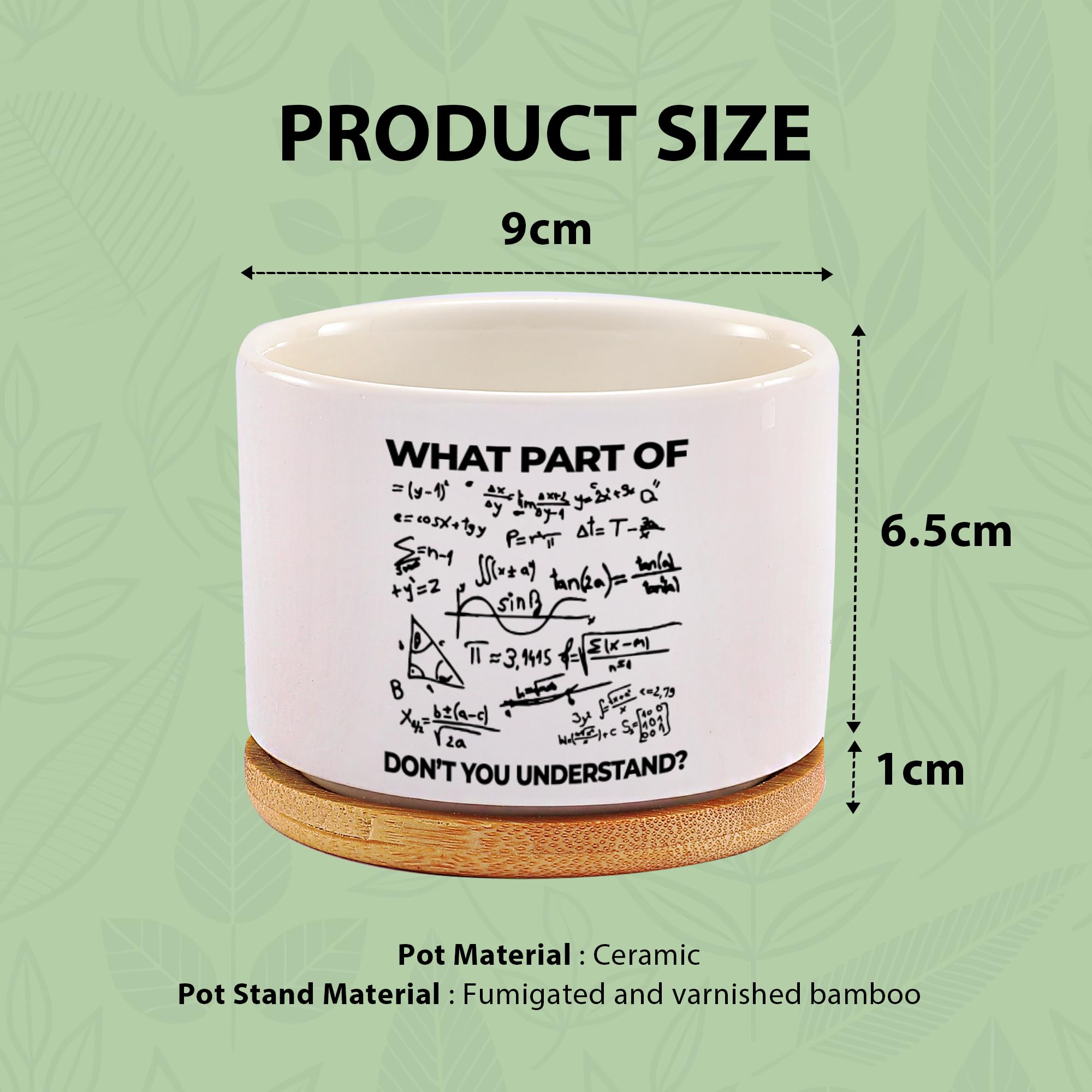 What Part of Don’t You Understand Engineer Ceramic Succulent Plant Pot with Bamboo Tray Round Engineering Gifts for Boyfriend Husband Dad Home Office Decor 3.5 Inch White (No Plants)