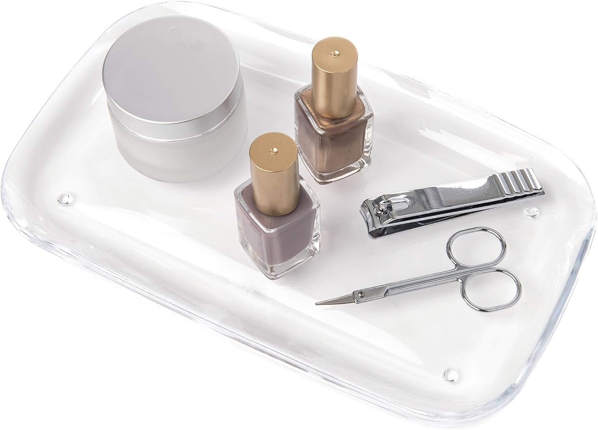 Umbra Droplet Tray Expositor/Soporte para Joyas, Accesorio de Baño/Soporte para Amenidades – Acrílico Transparente, Parece Vidrio
