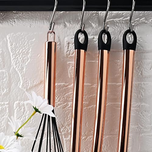 Miniatura 5 de 1 volteador ranurado grande de silicona negra y cobre con mango de acero inoxidable, utensilios de cocina resistentes al calor para cocina, cocina,