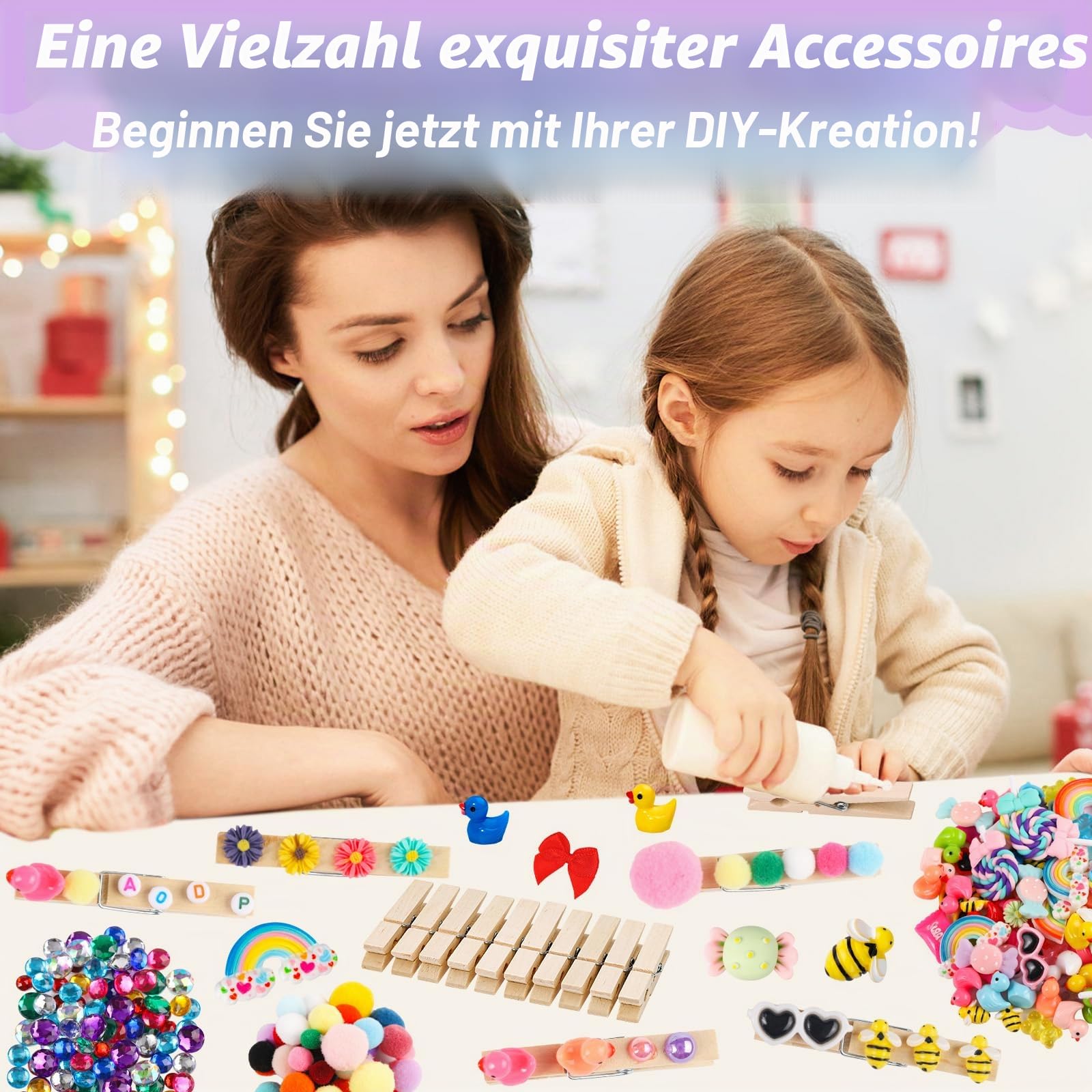 80 Stück Spirit Clips Wäscheklammern Holz Cheer Pins für Rucksäcke Mit 90 Mini-Harz-Enten, Mini-Schleifen, Kleidernadeln, Dekorationen, Band, Team, Klassenzimmer