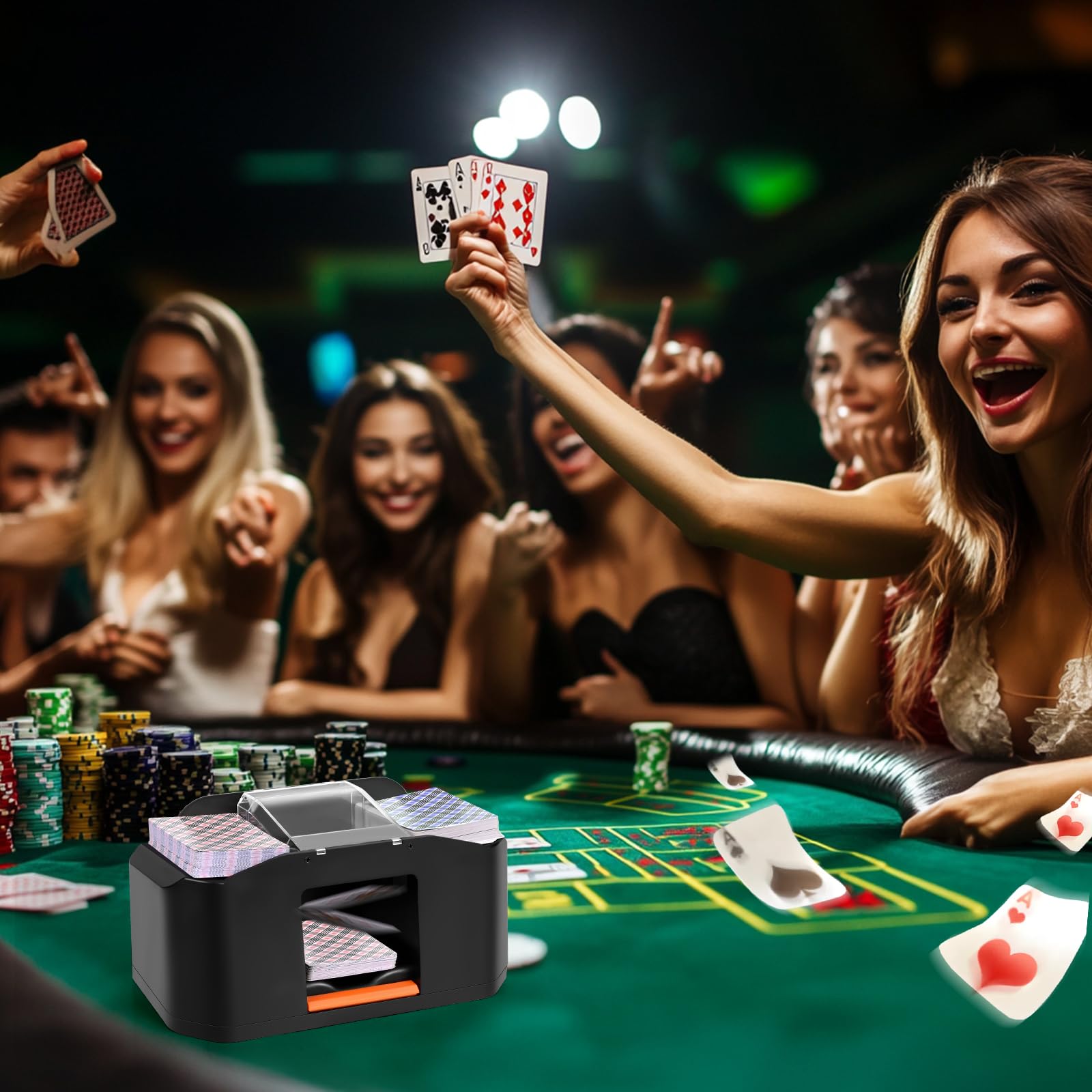 Diealles Shine Elektryczna mikser kart, mikser kart do 2 talii, akumulator 2000 mAh, mikser do kart UNO Poker Texas Hold Em Blackjack