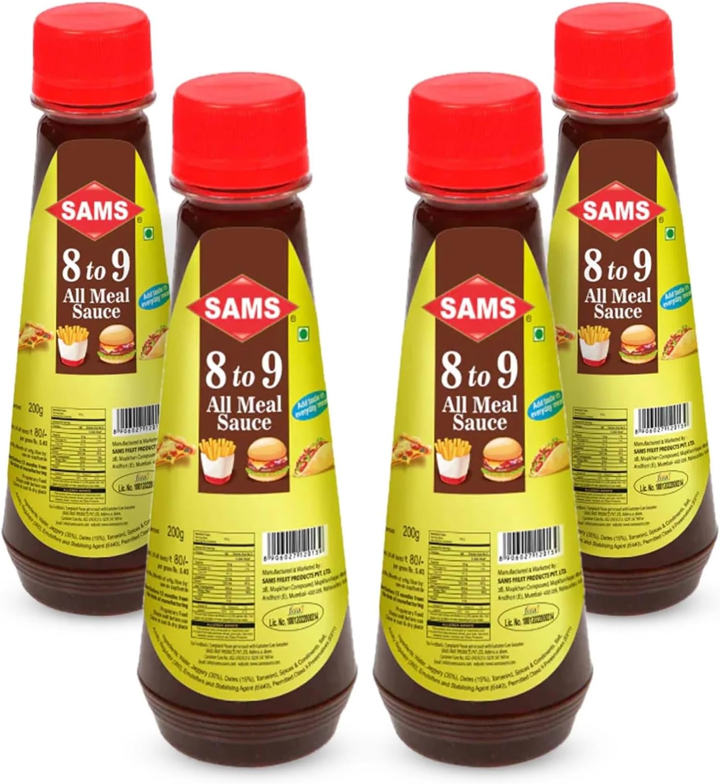 Sams 8 to 9 All Meals Sauce 200g, Pack of 4 Sweet Sour, Multipurpose Sauces For Home & Professional Use