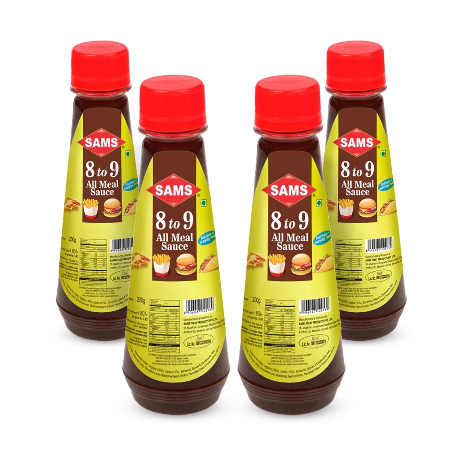 Sams 8 to 9 All Meals Sauce 200g, Pack of 4 Sweet Sour, Multipurpose Sauces For Home & Professional Use