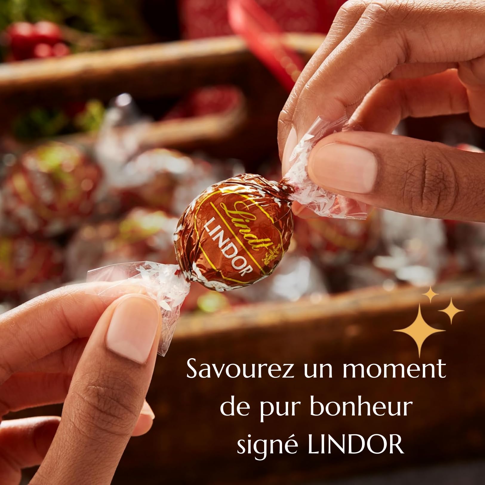 LINDT - 100 bouchées LINDOR Lait Fondant, Noisette et Caramel - 1,25 kg
