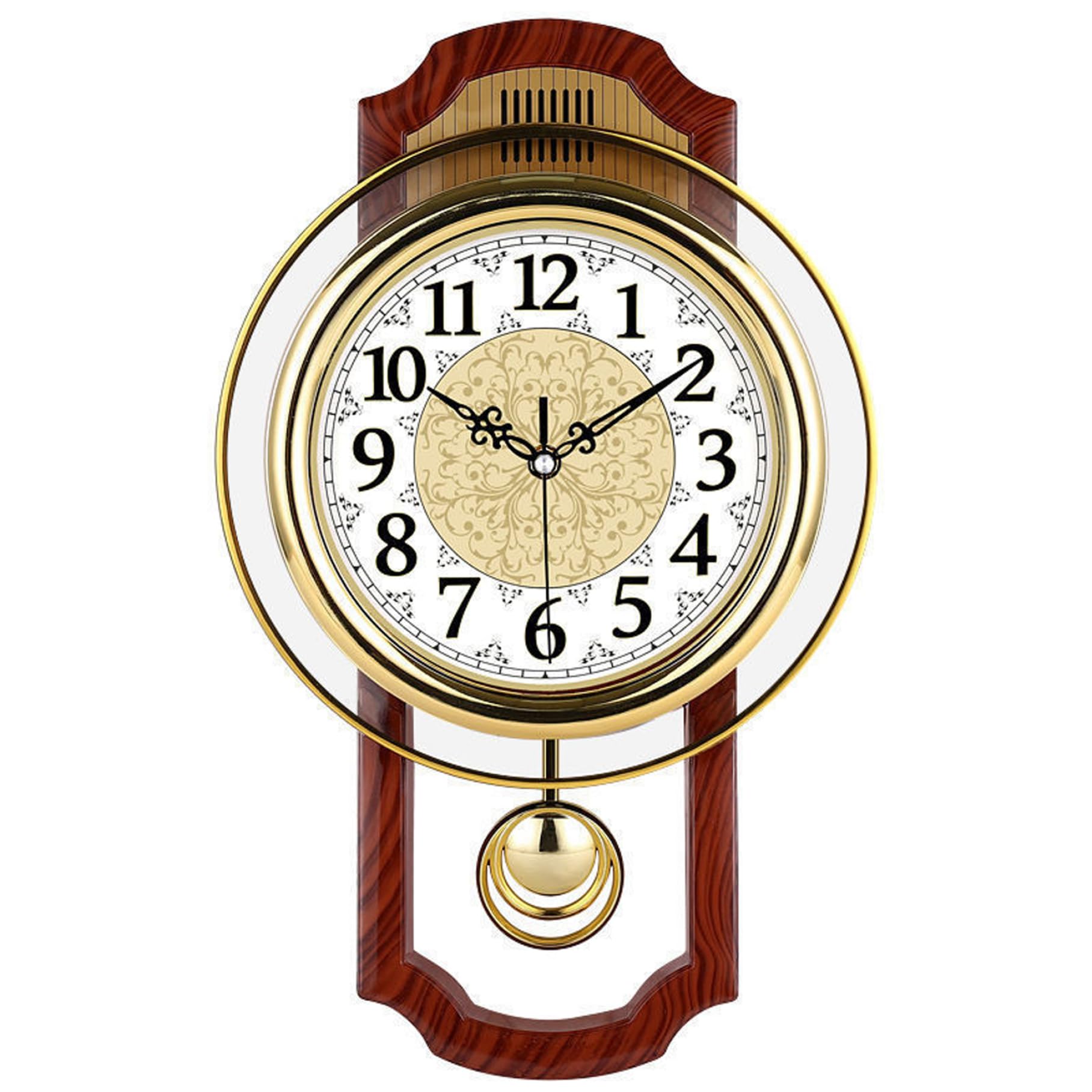 Relojes de Pared para Sala de Estar Reloj de Pared con péndulo Mecanismo de Cuarzo silencioso para Sala de Estar y Dormitorio diseño Cuadrado con Vetas de Madera.