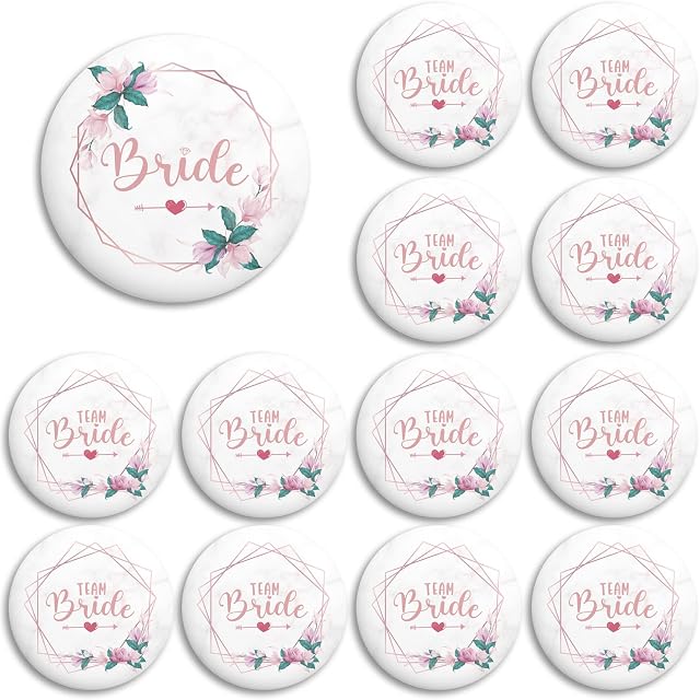 Hen Party Hen Do Accessories, 13 Pcs Rose Gold Team Bride Hen Party Badges, Hen Do Party Bag Fillers, Funny Hen Party Favours Bachelorette Party Game Accessories Classy Decorations