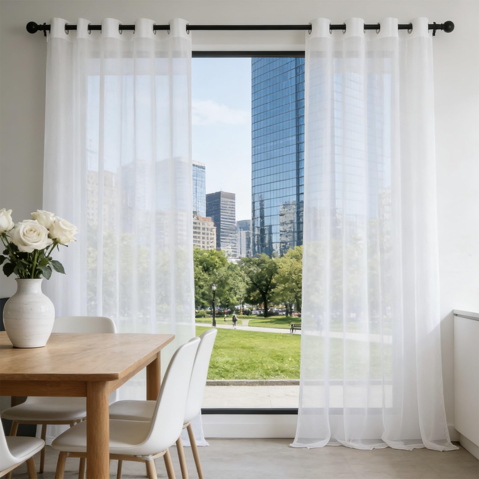 Rideau voile blanc pour salon et chambre au style vintage chic