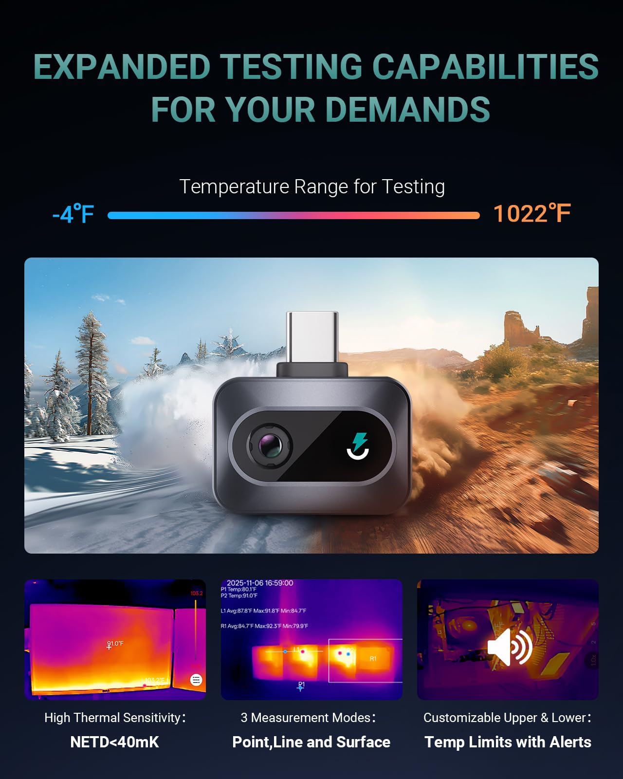 VANTRUE POWER TS1 Minie kamera termowizyjna dla Androida, wzmocnienie obrazu SuperIR, 25Hz, dla telefonów/tabletów, USB-C (dla Androida)