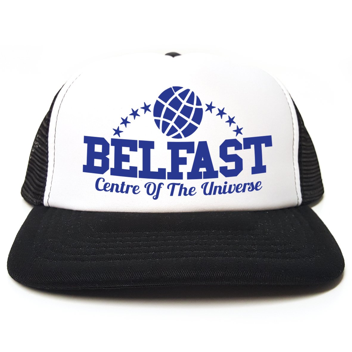 Rocket Fuel 'Belfast - Centre of The Universe' Funny Printed Trucker Cap - Black