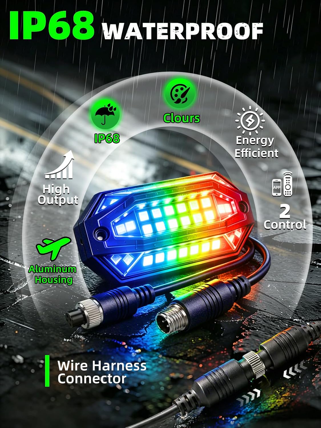 12 Pods RGB LED Rock Lights w/Brake Turn Signal Reverse Mode, Dynamic Color Change Wheel Well Lights w/APP & Remote Control, Music Voice Sync Underglow Kit for Trucks Utv Boat IP68 Waterproof