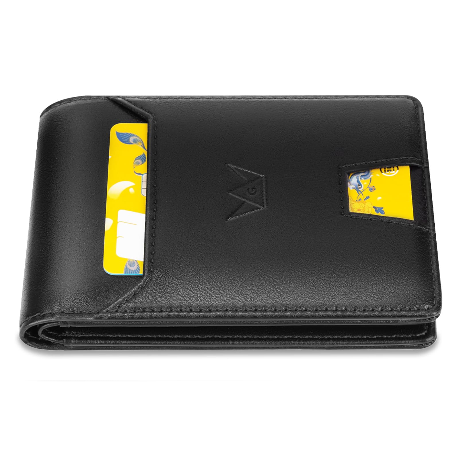 Photo 1 of RFID Blocking Slim Bifold Leather Thin Minimalist Front Pocket Wallets for Men Billfold Wallet Men Gift Wallet with Coin Pocket Gift to Him Classic Black
