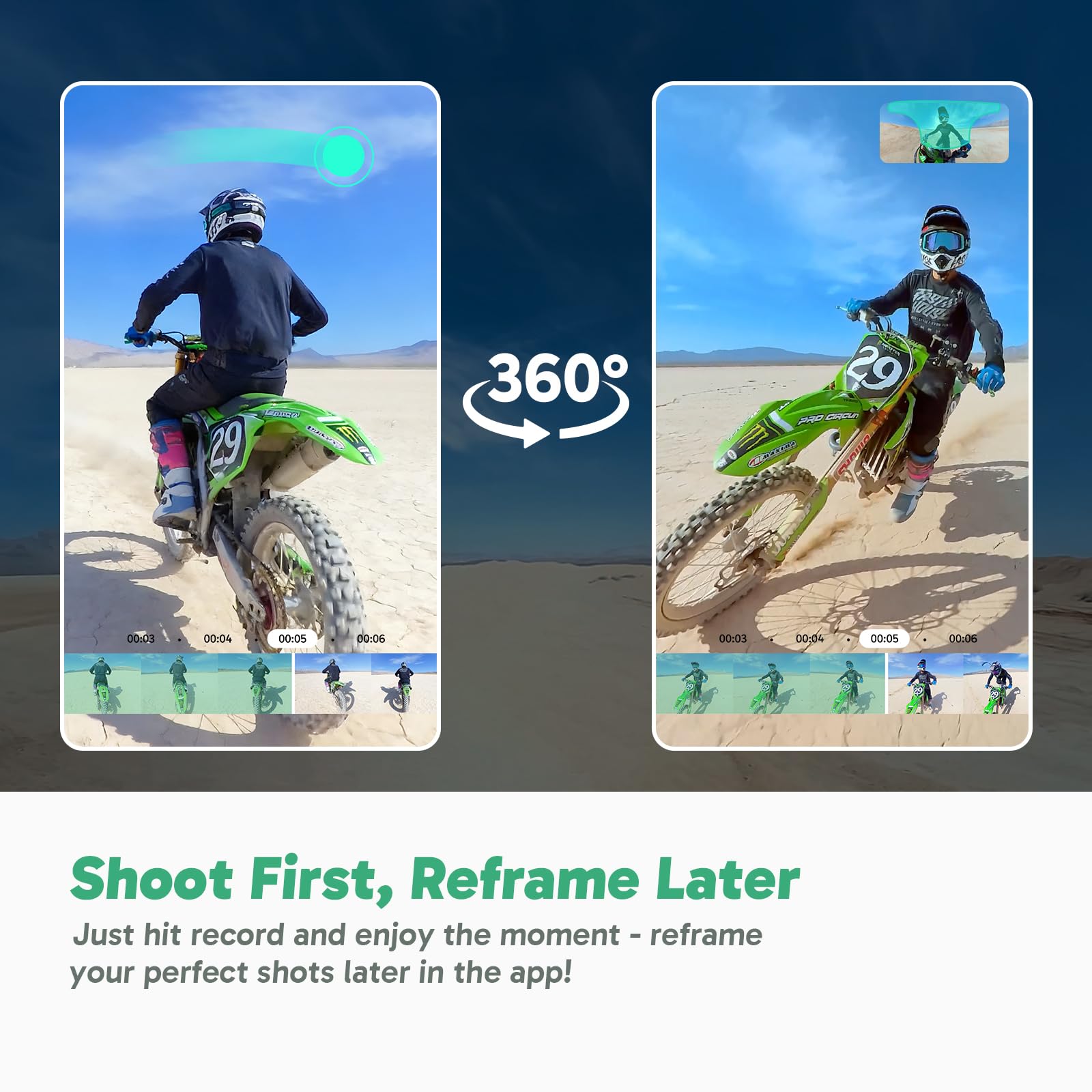 AKASO 360 Weatherproof 360° Action Camera - 5.7K 360 Video with 1/2" 48MP Sensors, 72MP 360 Photo, 360-SuperSmooth, Invisible Selfie Stick, 360° Horizon Lock, AI Tracking Motorcycle Combo