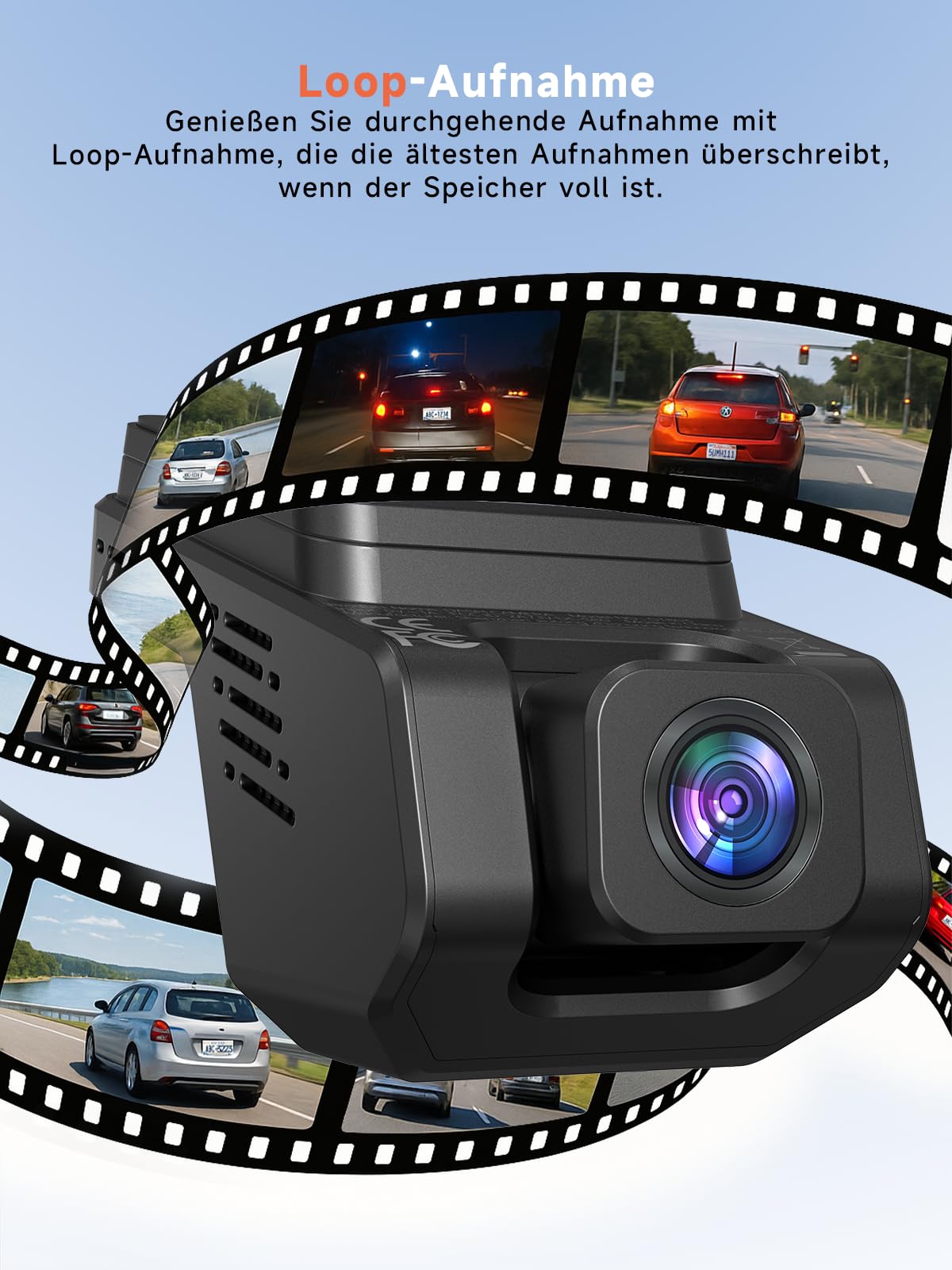 Veement Dashcam Auto Vorne Und Innen 2,5k+1080p, Mini Dash Cam Auto Kamera Mit 32-GB-Karte, Super-Nachtsicht, 4 IR-LEDs, 165° Weitwinkel WDR, G-Sensor, Loop-Aufnahme, 24H Parkmodus (Dunkelschwarz)