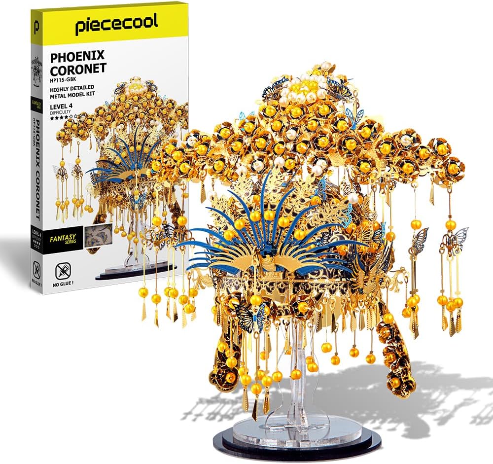 Piececool 3D Puzzle Metal Hundred Birds Contend, Phoenix Coronet Classic Craft Model Kits for Adults to Build, 3D Puzzles Adult Teens for 304 Stainless Steel, Gifts, Home Decoration, 433 Pieces