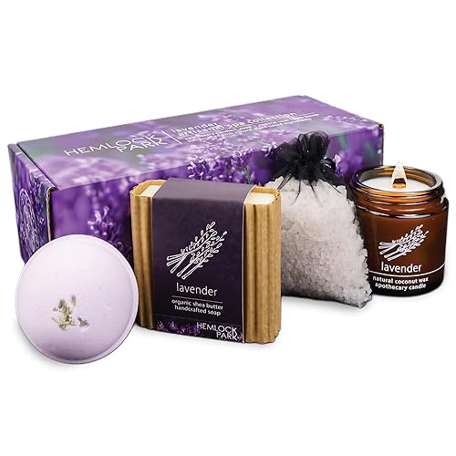 Hemlock Park Colección Artesanal Spa  Vela de boticario, jabón de manteca de karité, bomba de baño, baño de sal mineral  Hecho a mano con