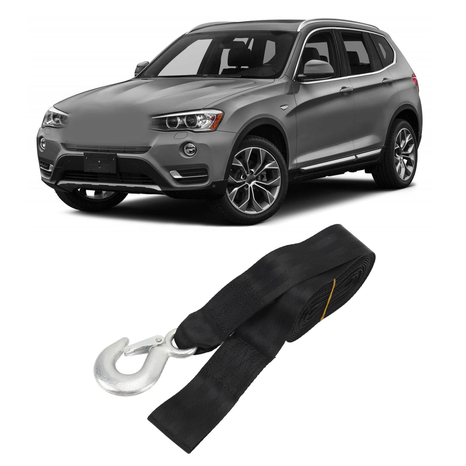 Windengurt mit Haken, Hochleistungs 1588kg Zugkraft, Winde für Bootsanhänger Abschleppen Bergung SUV Jetski Offroad Marine