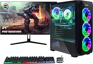 Prebuilt Gaming PC Tower Desktop | Intel i7 Processor | 24 Inch Gaming Monitor | GTX 1650 4GB GDDR5 Graphics Card (HDMI) | 1000GB (1TB) SSD | 32 GB DDR4 RAM | Win 10 Pro | WiFi (Renewed)