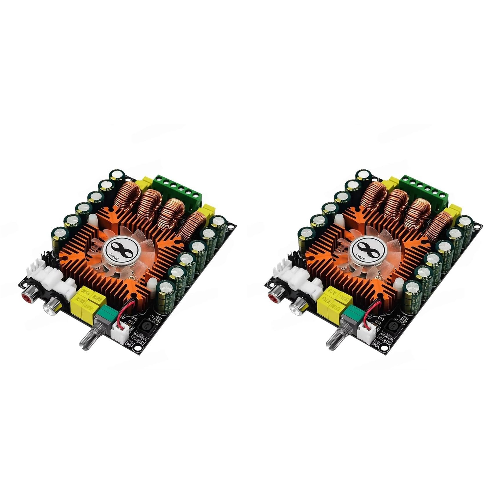 Lot de 2 cartes d'amplification numérique haute performance TDA7498E 2.0 160 W x 2 - Prise en charge BTL 220 W avec ventilateur
