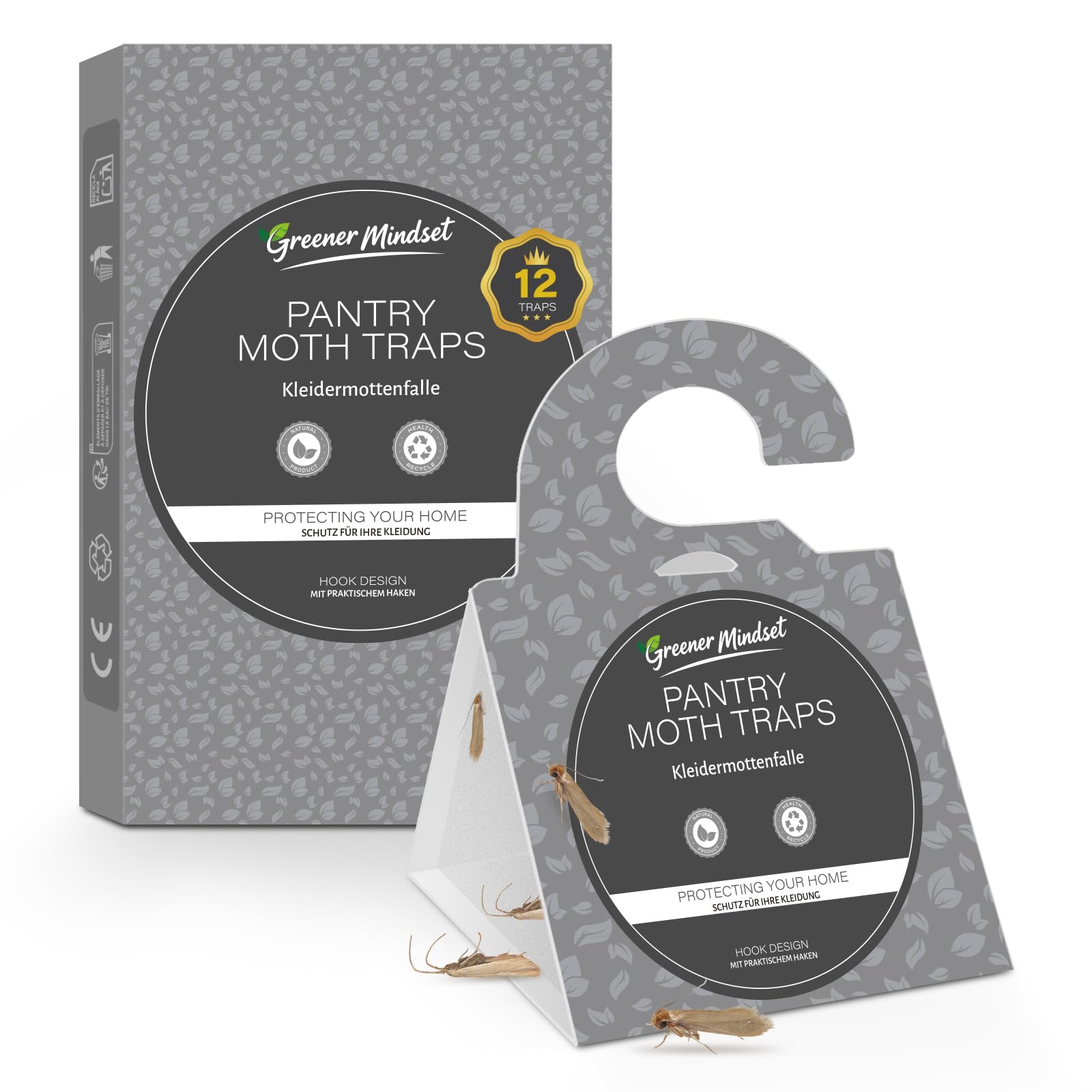 12 PACK Moth Traps | Sticky Pheromone Monitoring Traps for Wardrobe | Premium Moth Catchers Indoors