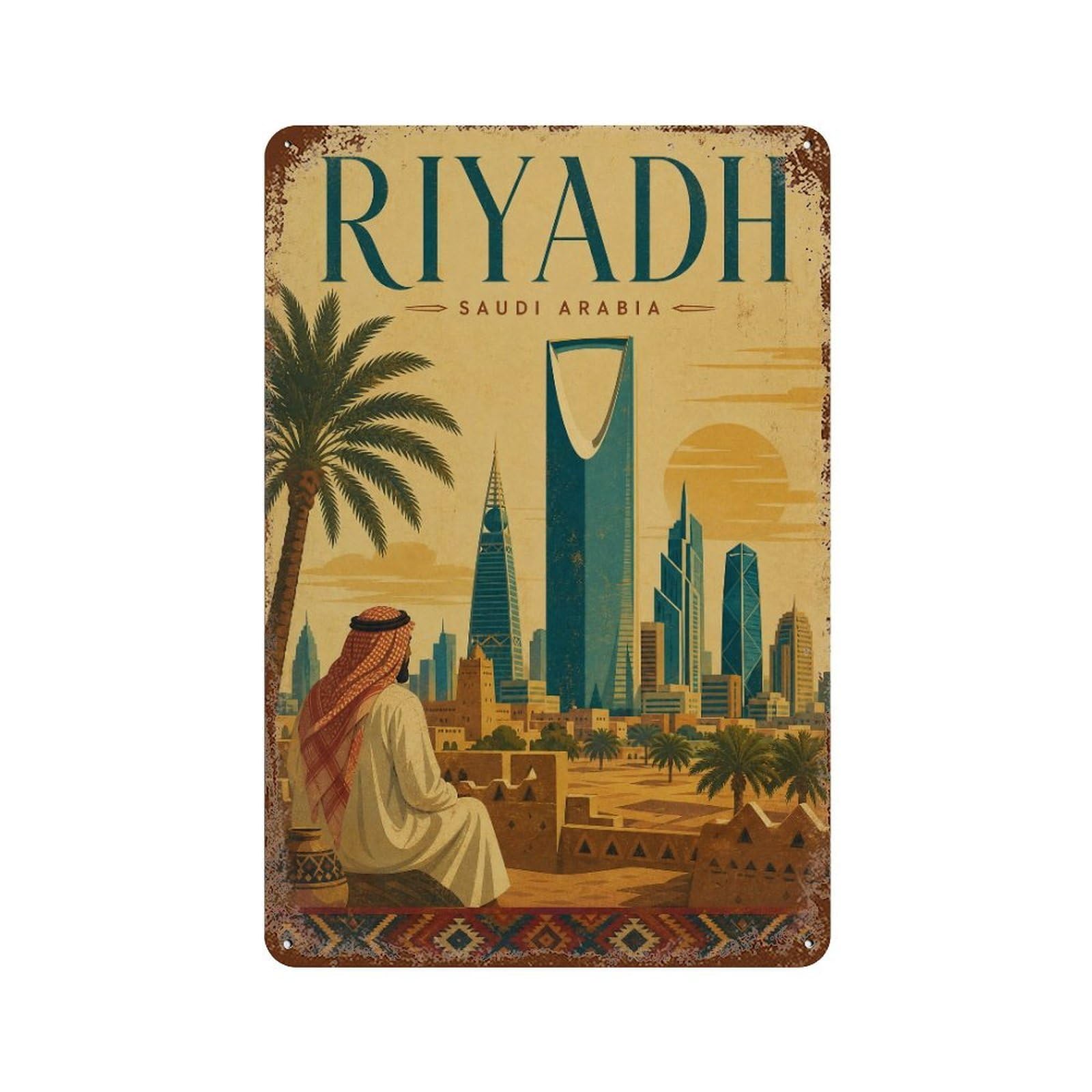 Metal Tin Sign Travel Retro Saudi Arabia Riyadh