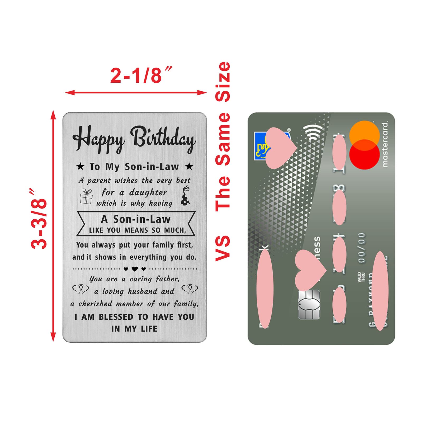 DEGASKEN Birthday Card Gifts for Son in Law, Personalized Steel Engraved Wallet Card