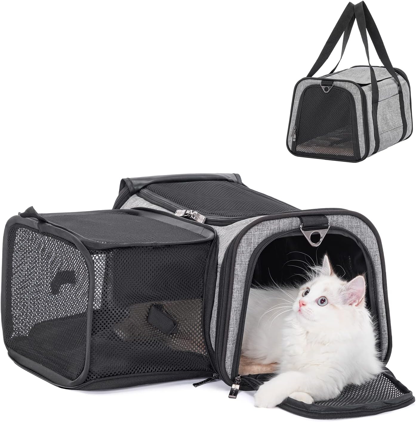 Petsfit Expandable Cat Carrier, 16"X10" X9" Pet Carrier Airline
