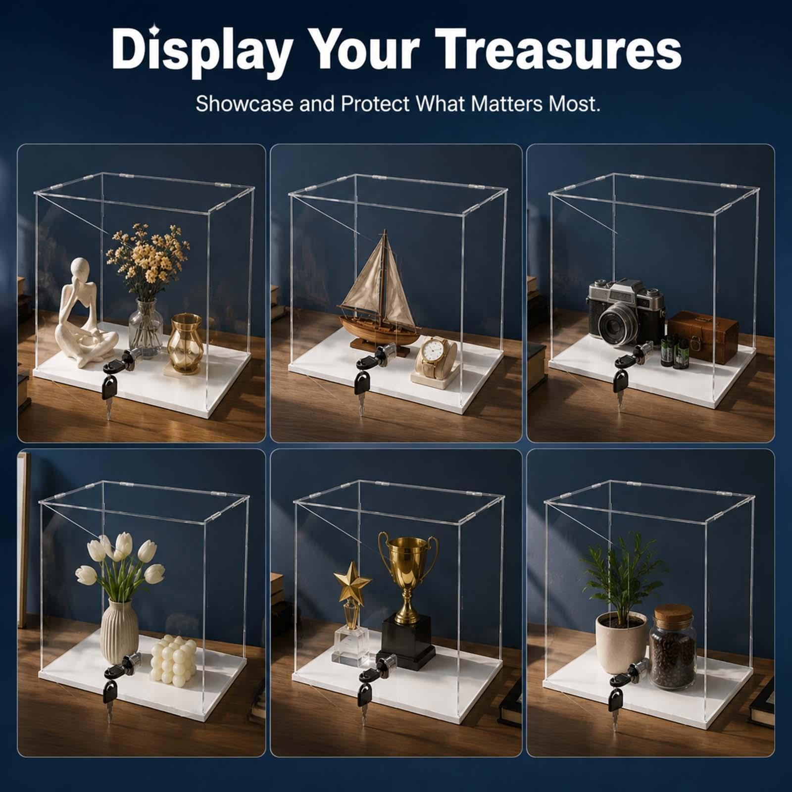 Vetrina antipolvere box esposizione per collezioni hobby