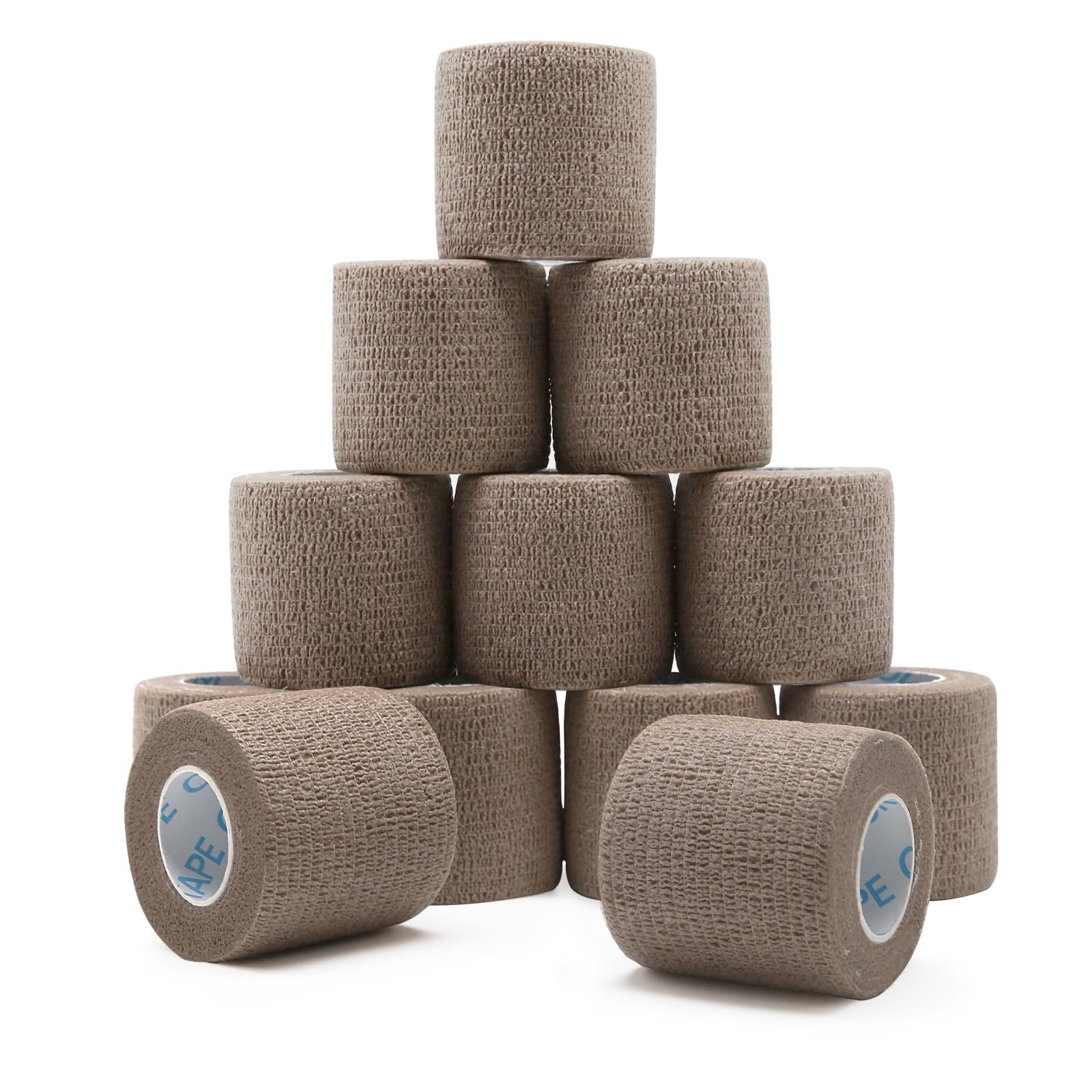 OK TAPE 12 Rolls Self Adhesive Bandage Wrap, Elastic Athletic Tape, Self Stick Bandage Tape, Vet Wrap, Medical Wrap for Wrist, Feet, 2" x 5 Yards - Black