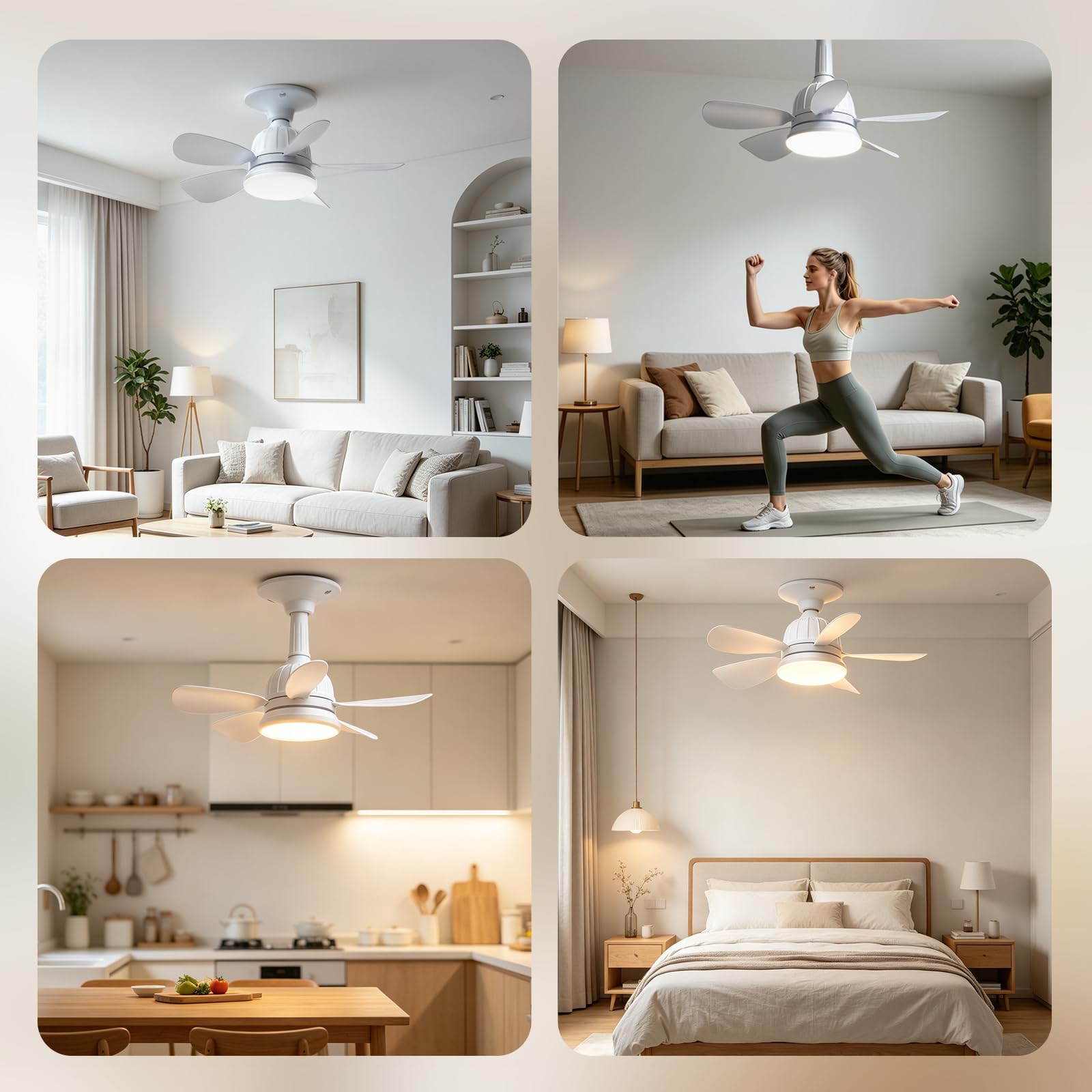 Dreamhigh Ventilatore Da Soffitto Con Luce E Telecomando, 18" Ultra Silenzioso, Con Attacco E27, 3 Velocità, Dimmerabile, Per Camera Da Letto E Soggiorno
