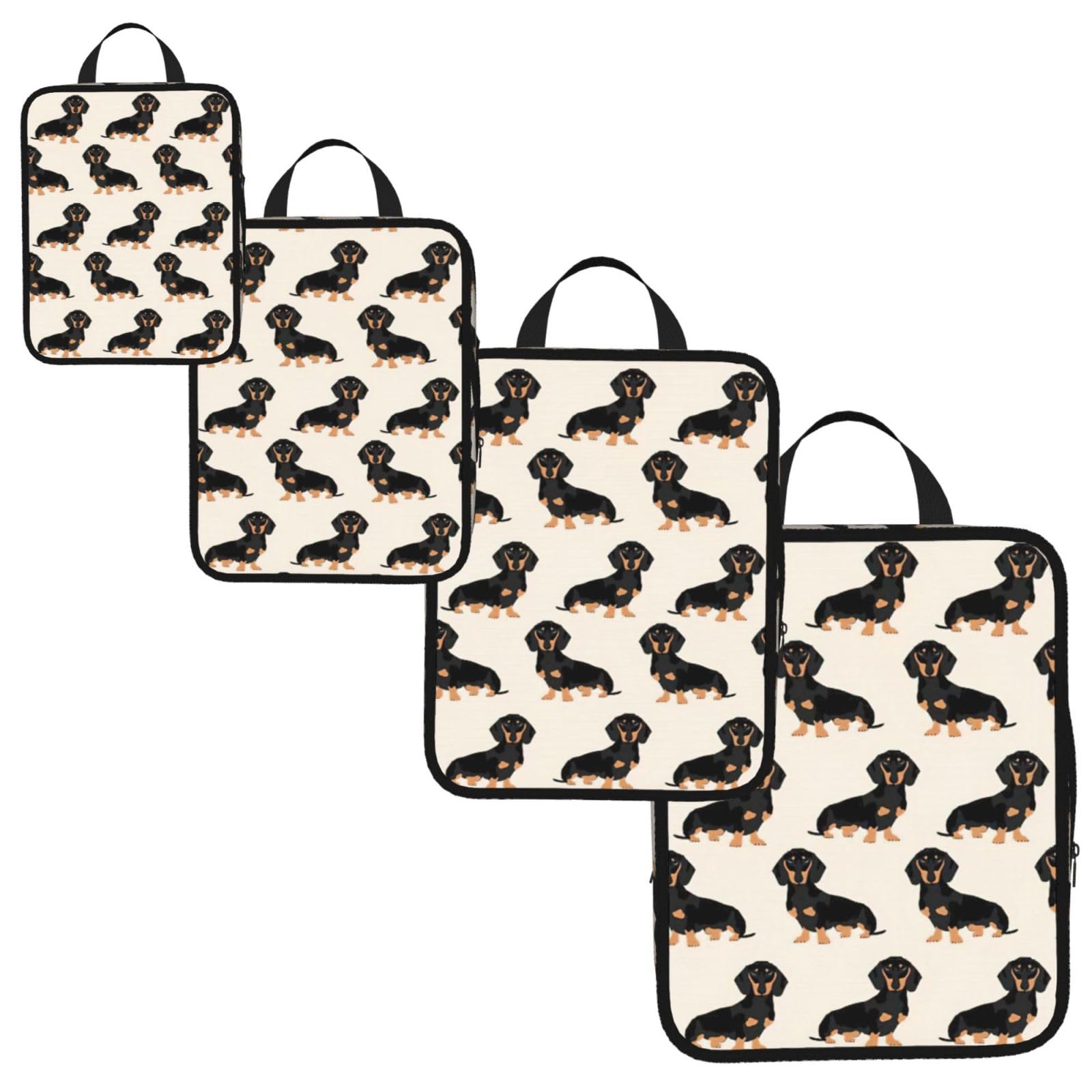 Dachshund Dog Print 4 Set Compression Packing Cubes for Suitcases,Expandable Storage Bags Organizers