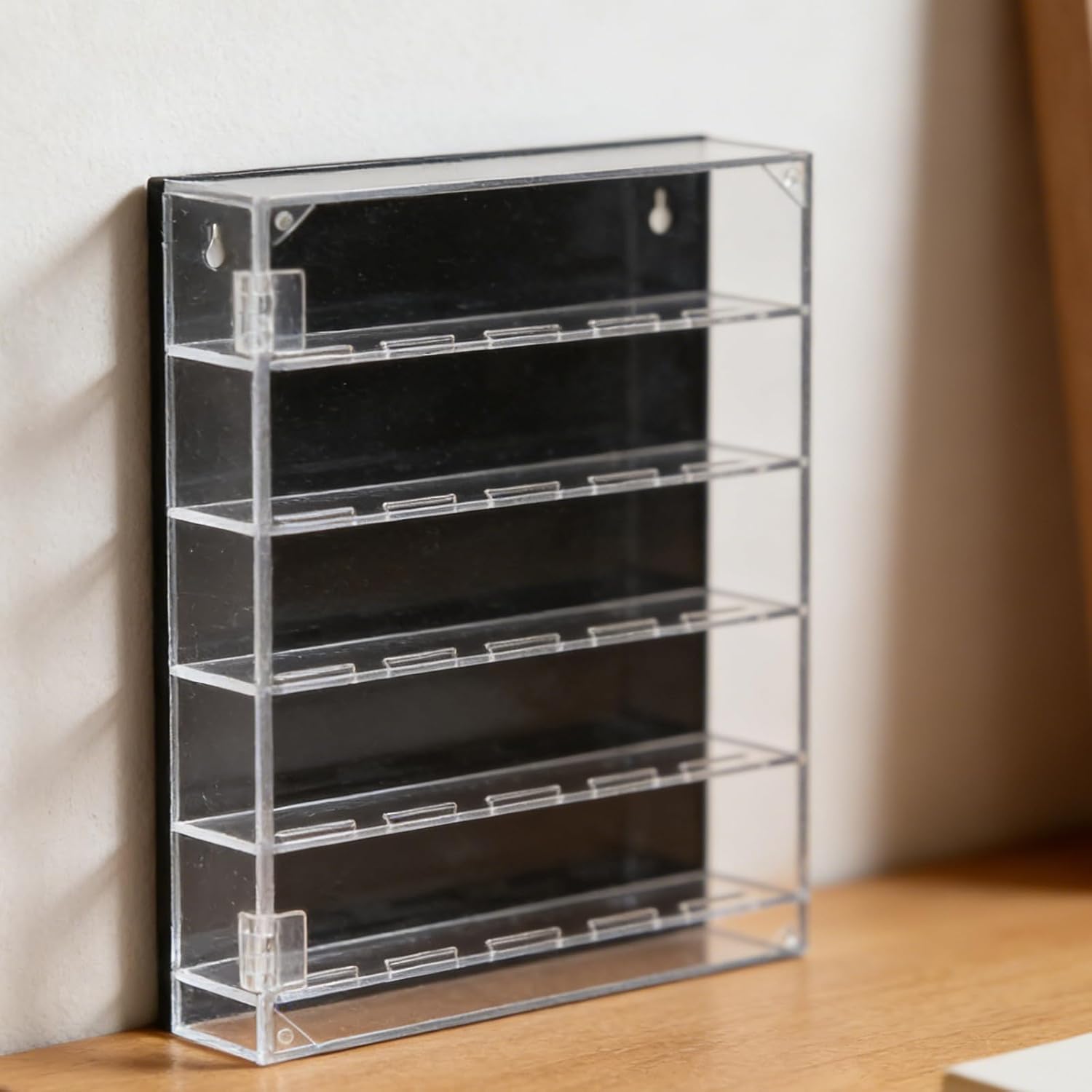 Acrylic Coin Display Case: Desktop Challenge Coin Stand with 45-Slots and Protective Door - Poker Chips Organizer for Home or Office