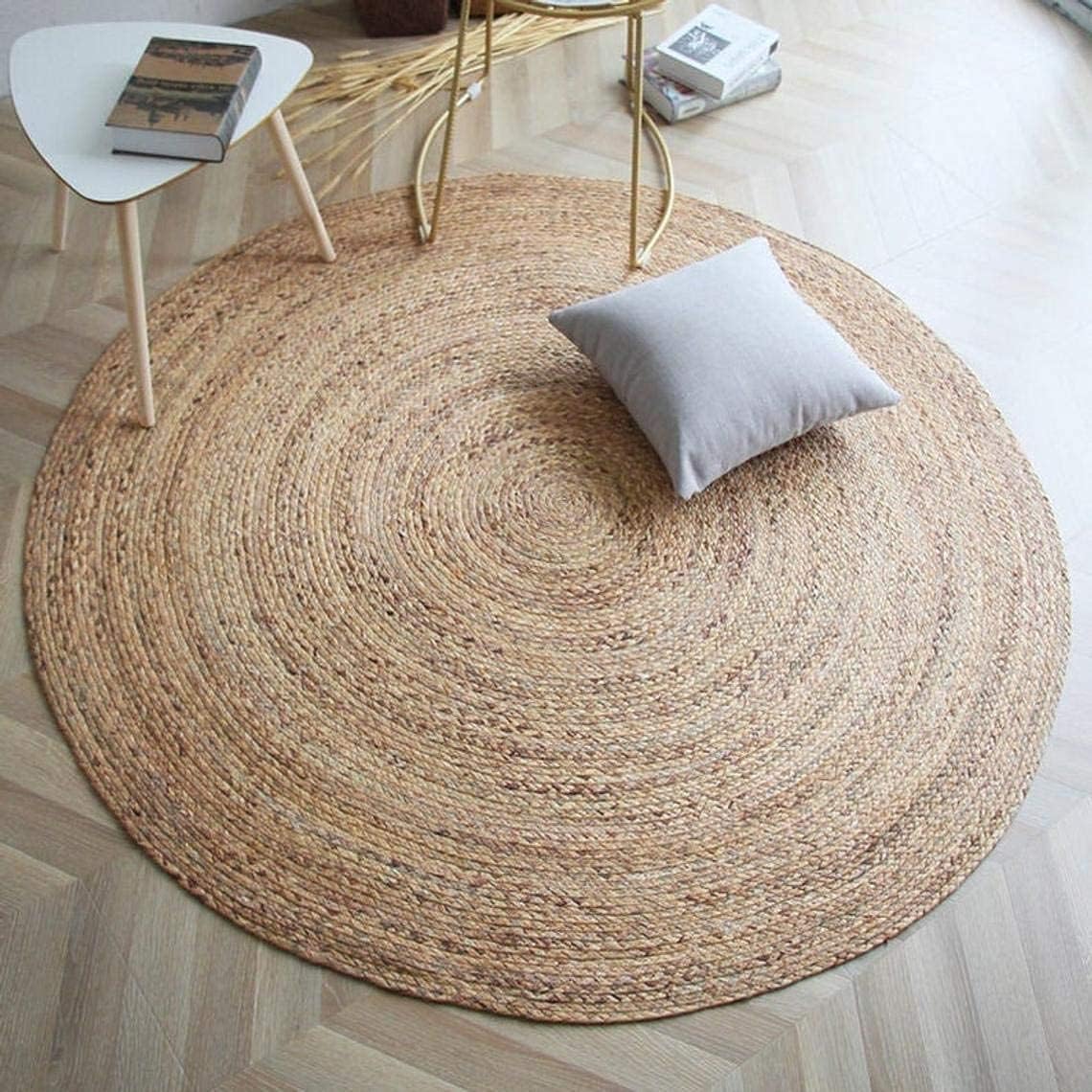 goodie Jute Round Braided Area Rug Handmade Natural Jute Braided Carpet Yoga Mat Reversible Floor Covering Carpet for Living Room, Bedroom, Kitchen, Indoor Entrance and Office (2 X 2 feet Round)-image-49