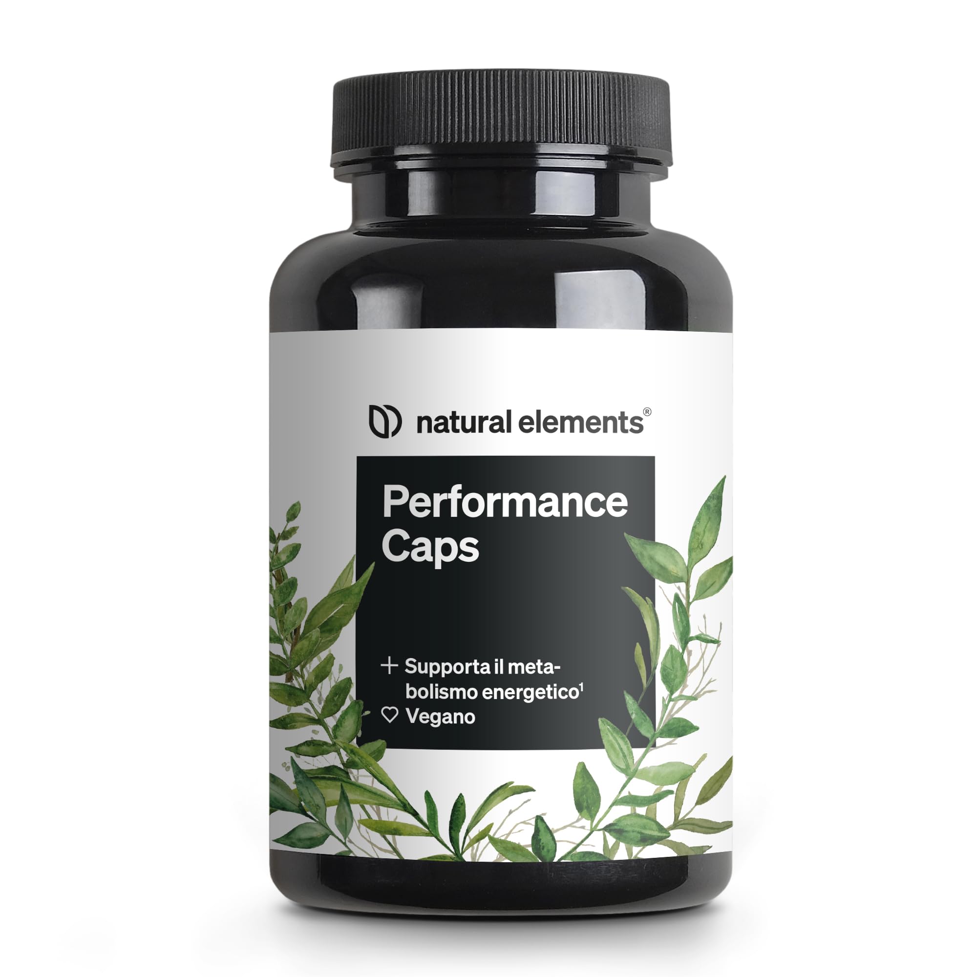 Performance Caps – 120 capsule di caffeina con tè verde, guarana e chicchi verdi di caffè – vitamine B – vegane, alto dosaggio, senza additivi – prodotto e testato in laboratorio in Germania