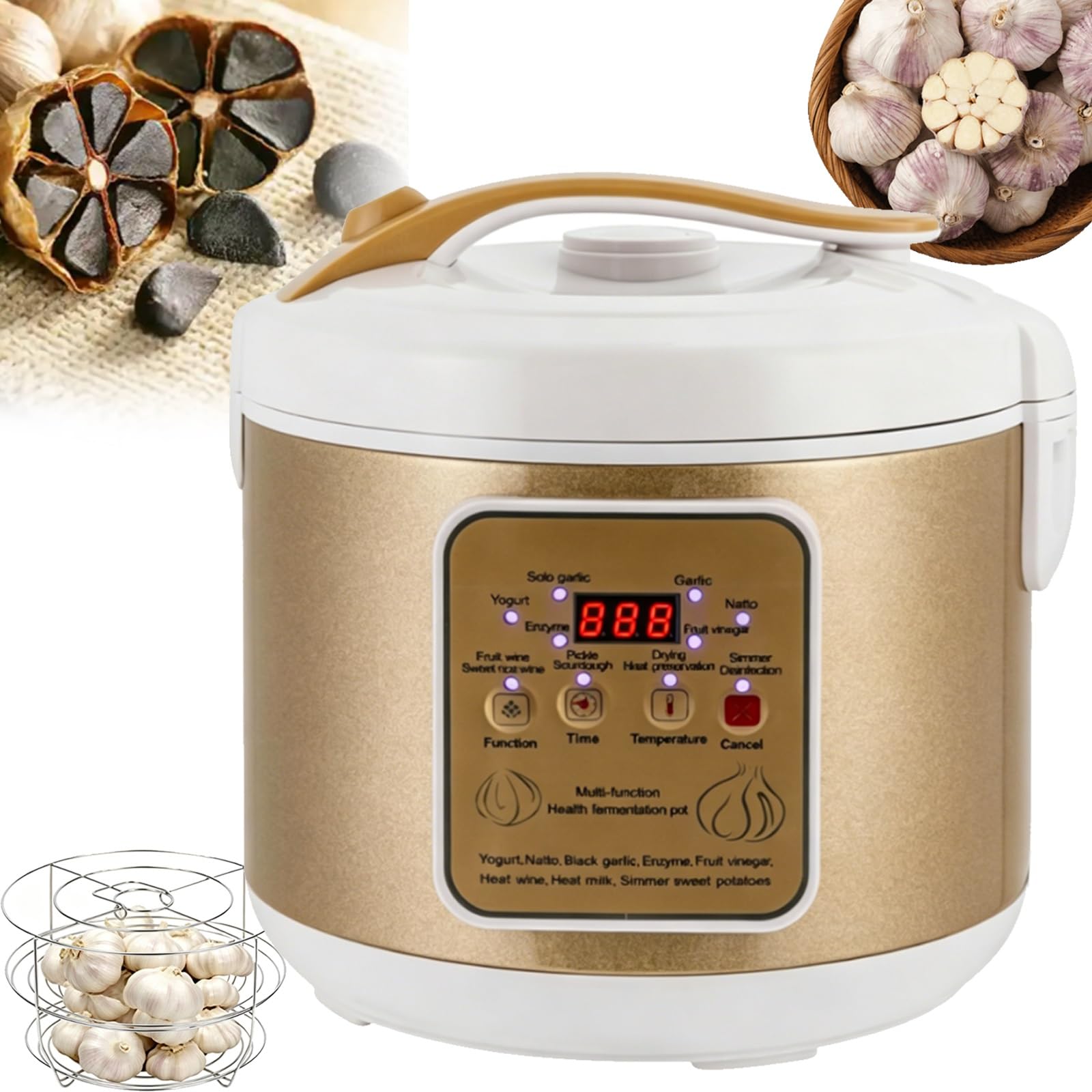 Fermentatore for Aglio Nero, con Controllo della Temperatura e del Tempo Regolabili, in Grado di fermentare 1–1,5kg, for natto, Yogurt, Kimchi e Bevande preparatea