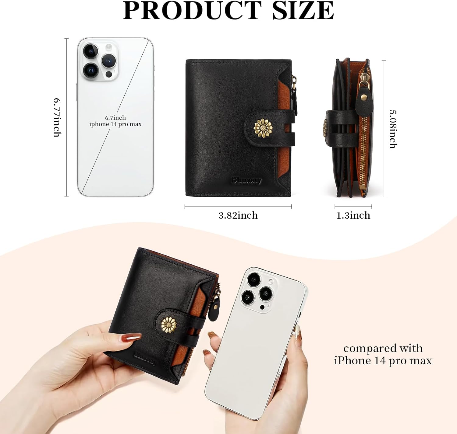 Wallet Women,RFID Blocking Leather Womens Wallet Bifold Compact Card Holder Small Wallet for Women with Removable ID Window blackbrown - Image 4