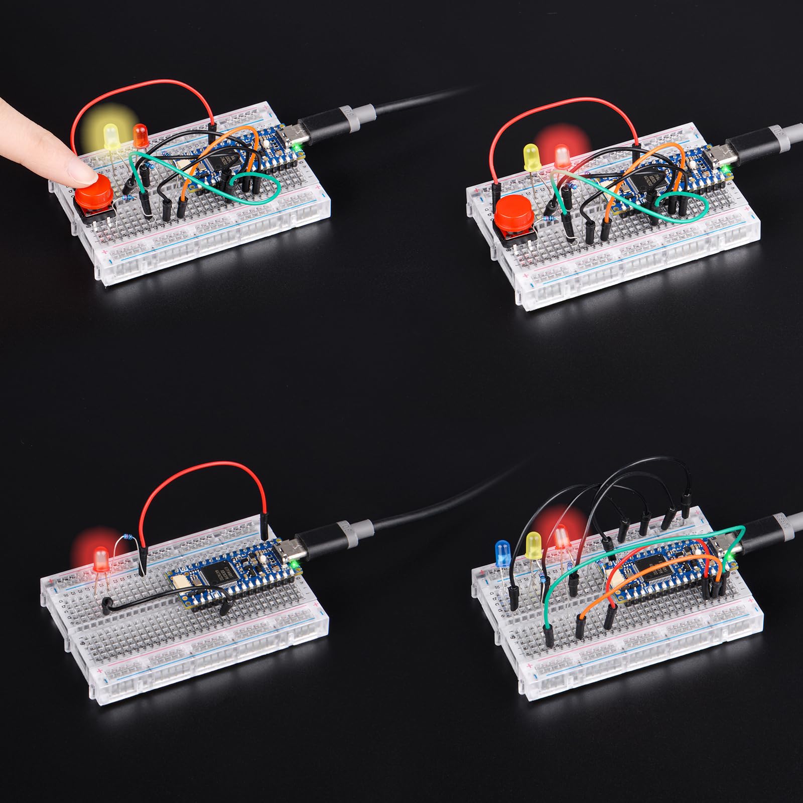 GeeekPi DIY Kit for Arduino Nano R4 with Headers, Beginner Electronics Learning Set, Includes Breadboard, LEDs, Resistors, Transistors,Push Buttons,Jumper Wires,USB-C Programming Cable,with Tutorial — view 8