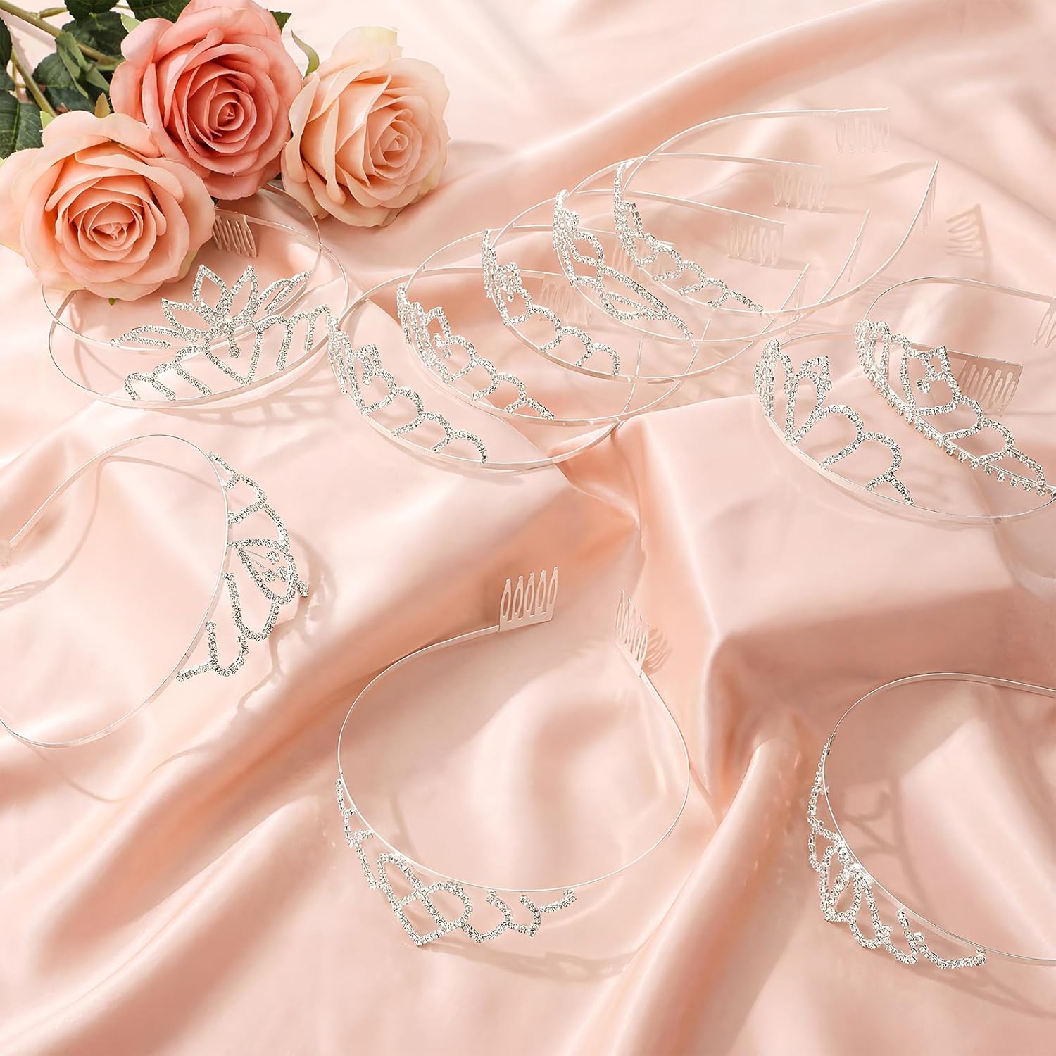 100 Pcs Tiaras Crowns for Women Bulk Silver Crystal Princess Crown with Comb Crystal Queen Tiaras Bridal Hair Accessories Gifts for Wedding Birthday Party Prom Halloween Cosplay Costume - Image 6