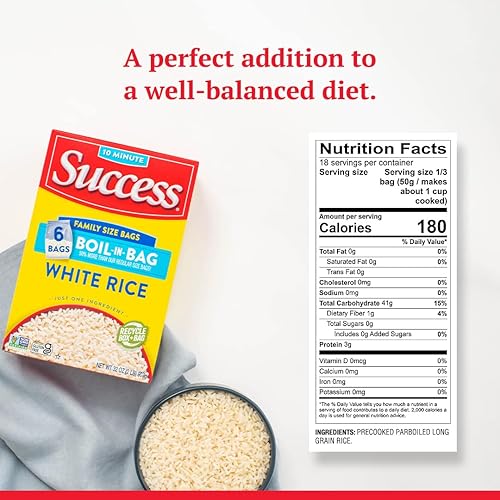 Miniatura 2 de Success Arroz hervido en bolsa, arroz blanco, comidas de arroz rápidas y fáciles, caja de 32 onzas