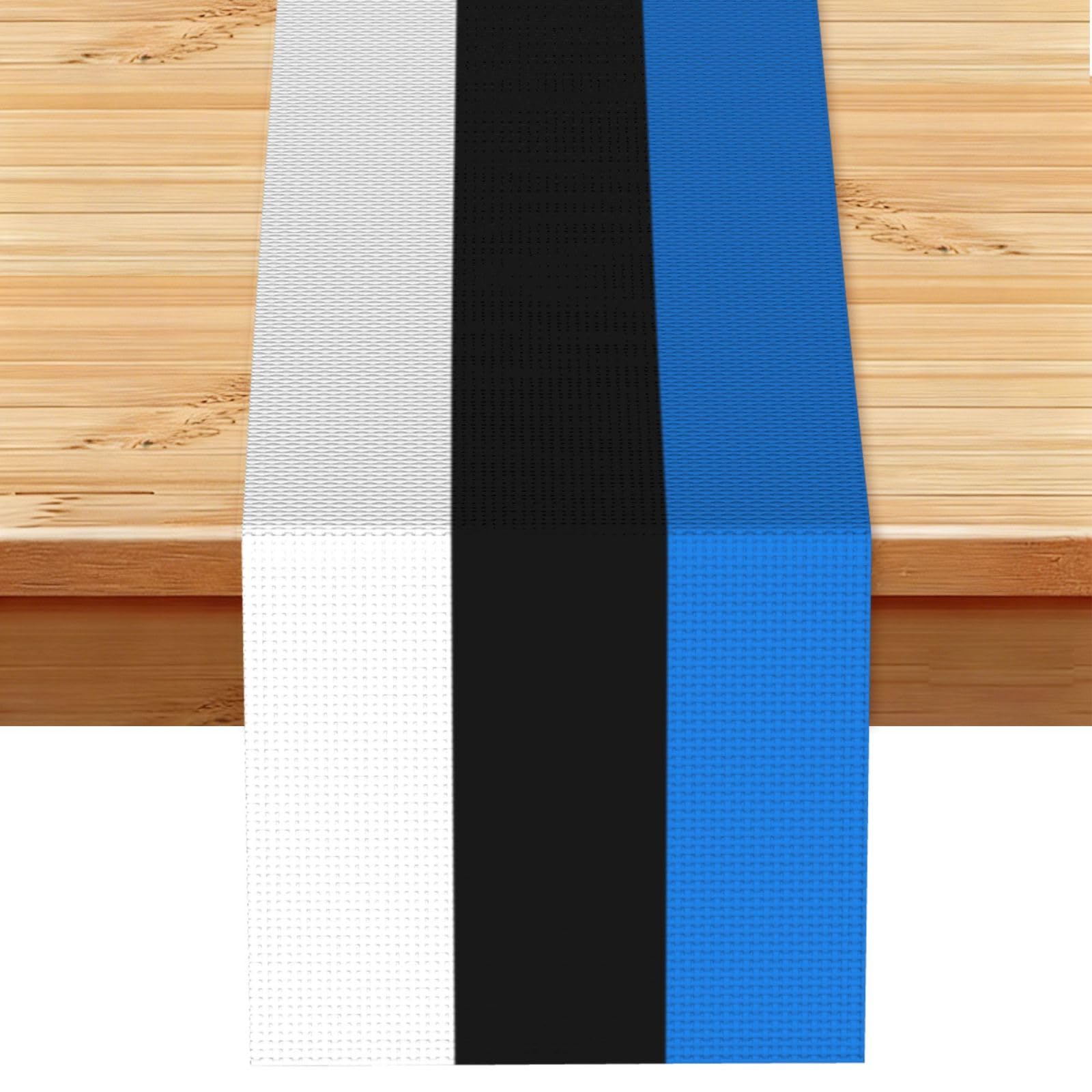 Flag of Estonia Printed Table Runner 13 x 72, Wrinkle Resistant Decor for Dining Table Coffee Table Fireplace