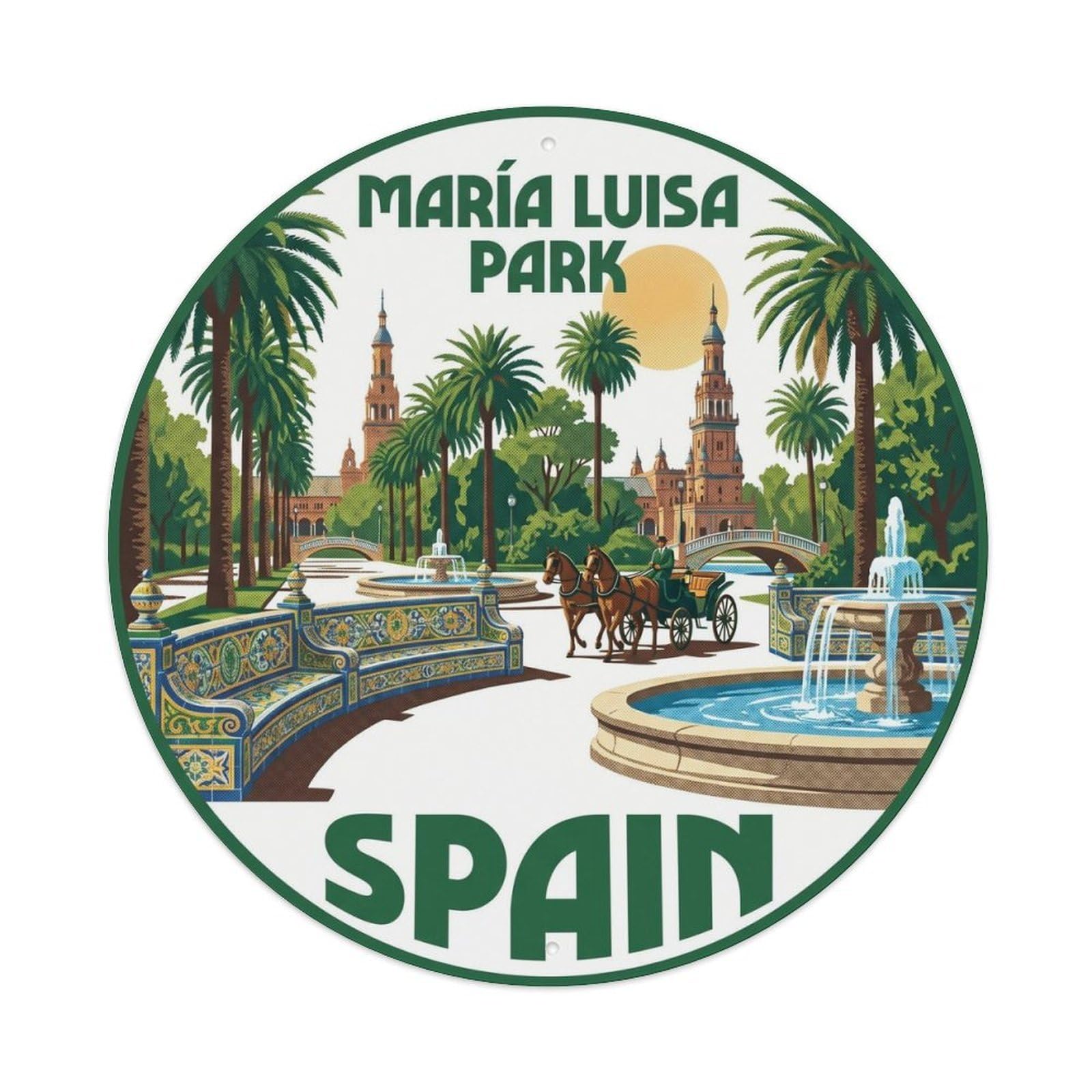Sevilla Maria Luisa Park Spain Landmark Travel Metal Tin Sign