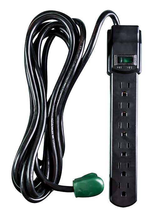 Go Green Power GG-16103M-12BK 6 Outlet Surge Protector with 12 Cord Black