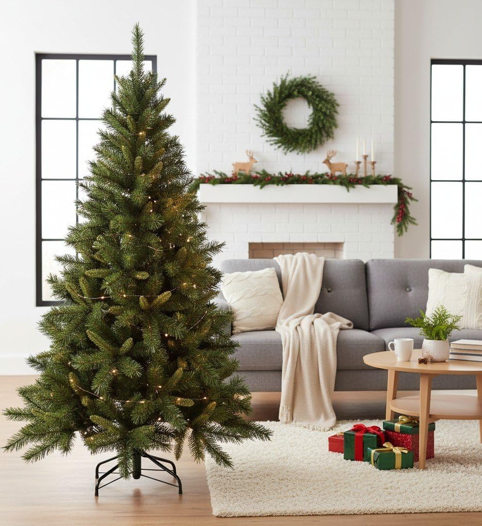 Dmora - Sapin de Noël Amsterdam, Sapin artificiel extra épais, véritable Sapin effet PVC, 731 branches, hauteur 210 cm