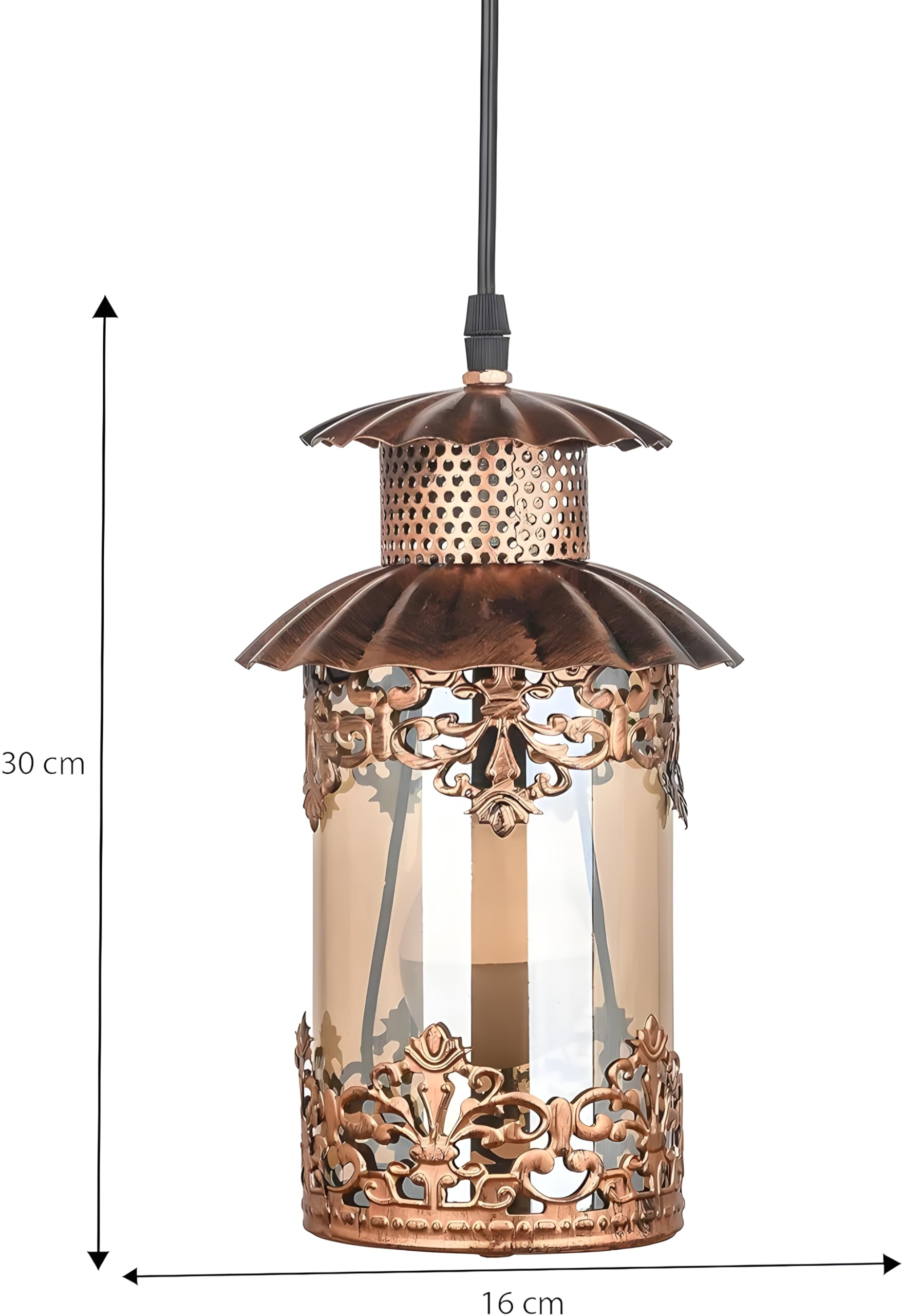 Buy RBSK Old Money Retro Hanging Copper Colour Light with Glass