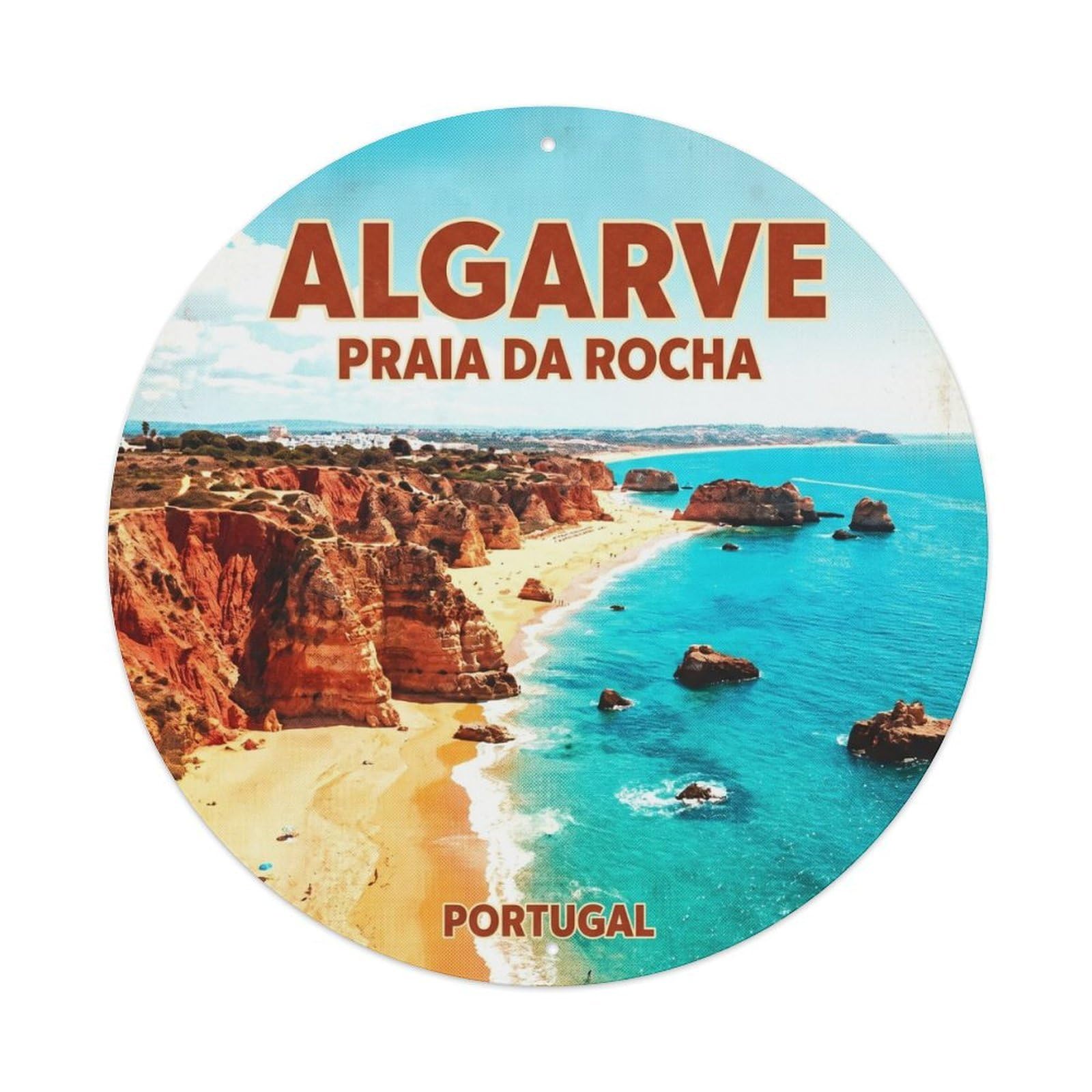Olhnbad 08X08inch Style Artful Portugal Algarve Coast Historic Travel Art Metal Tin Sign