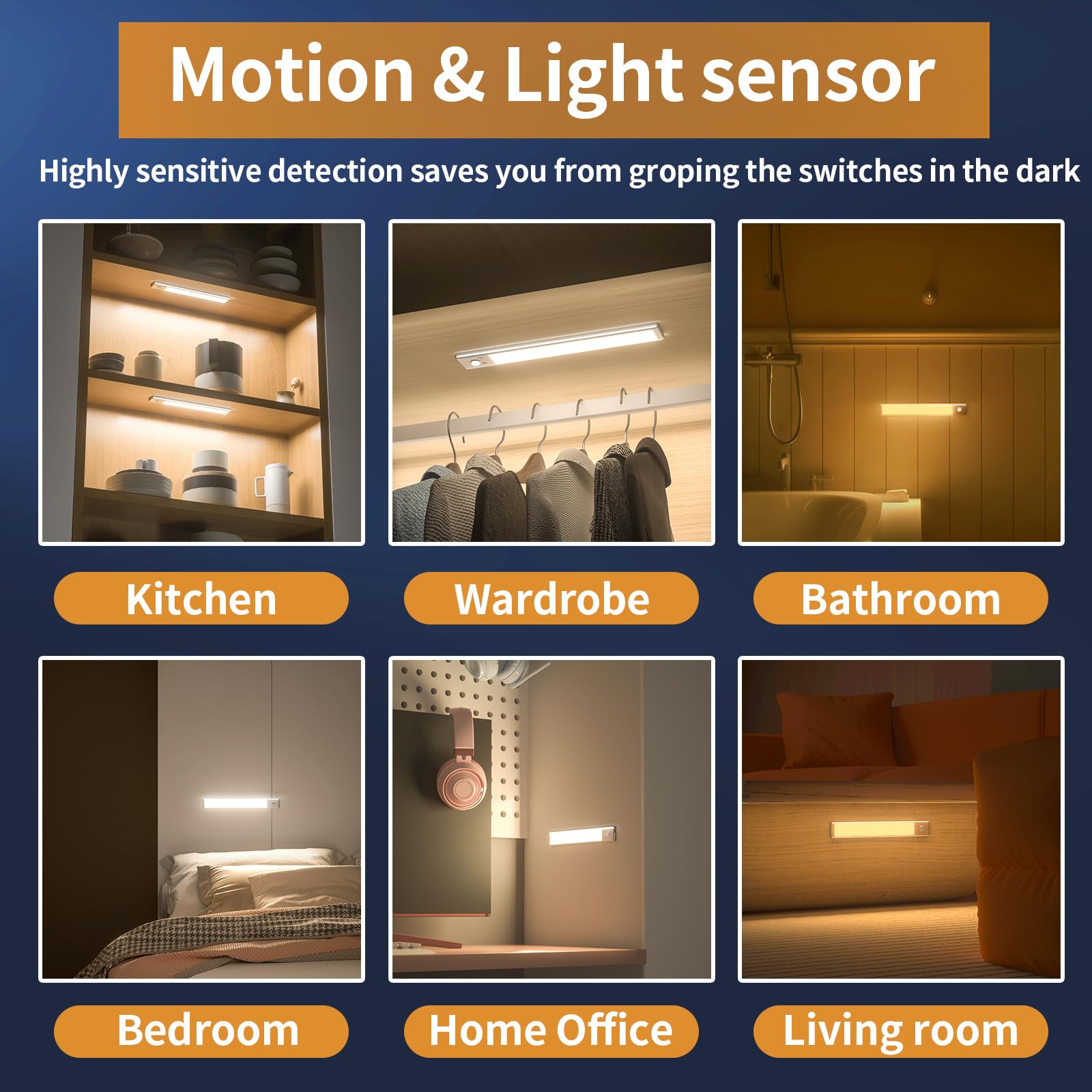 2 x 2200 mAh 88 LED con sensore di movimento ricaricabile tramite USB, luci magnetiche dimmerabili, luci da banco senza fili per cucina, set da 2